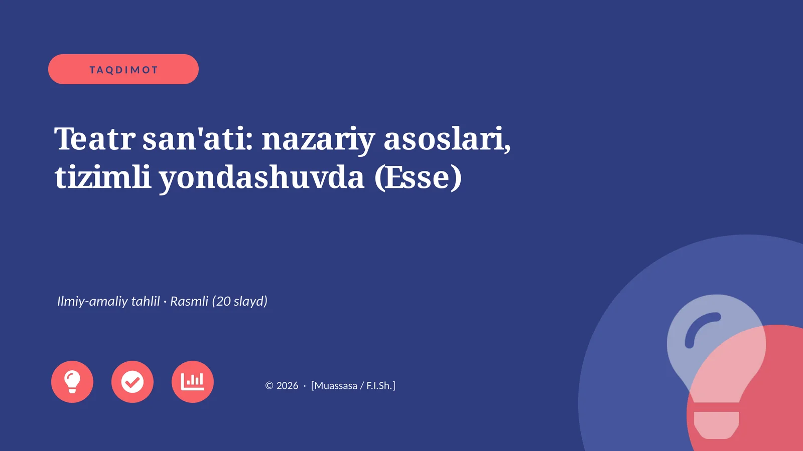 Teatr san'ati: nazariy asoslari, tizimli yondashuvda (Esse)