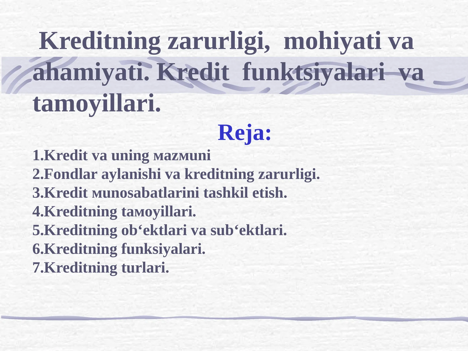 Kredit va uning мazмuni