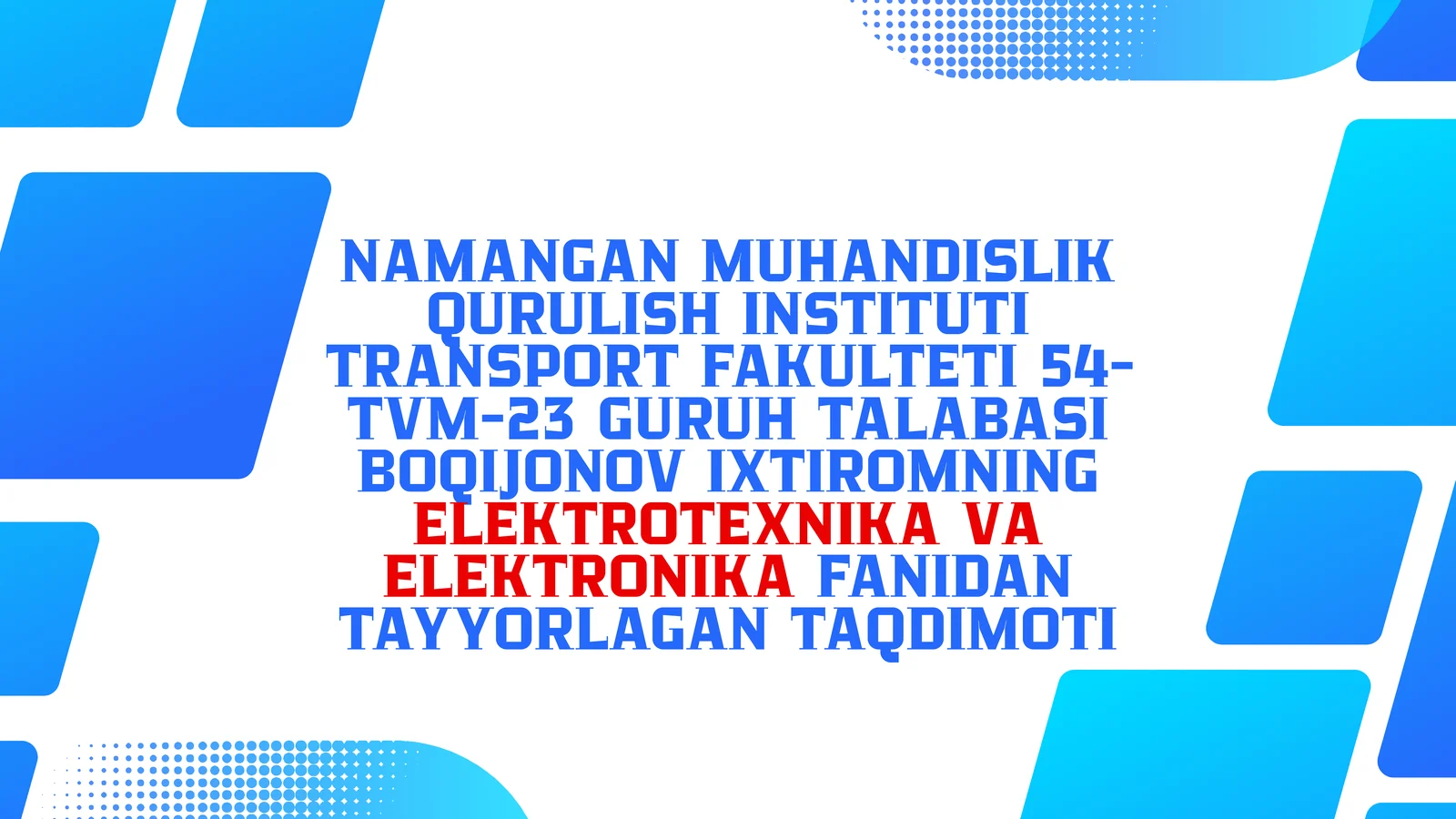 O’ZGARMAS TOK ELEKTR GENARATORLARI