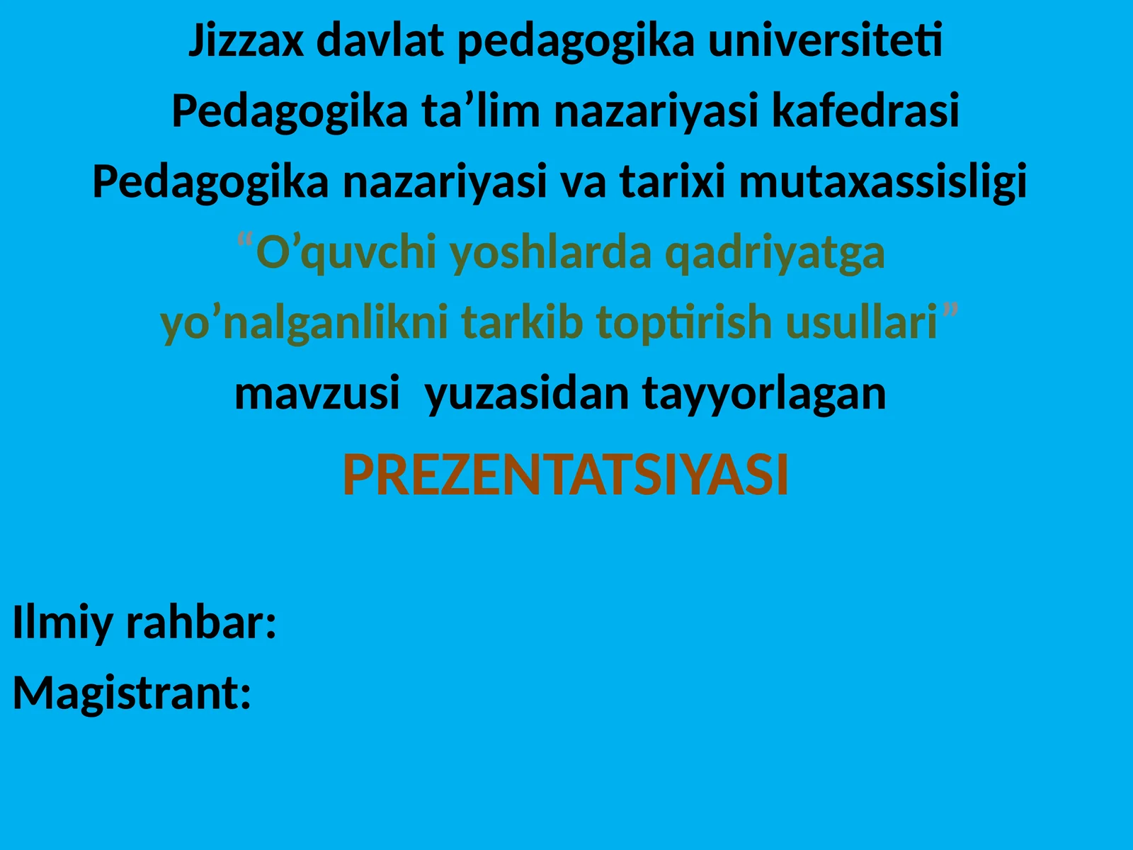 O’quvchi yoshlarda qadriyatga yo’nalganlikni tarkib toptirish usullari