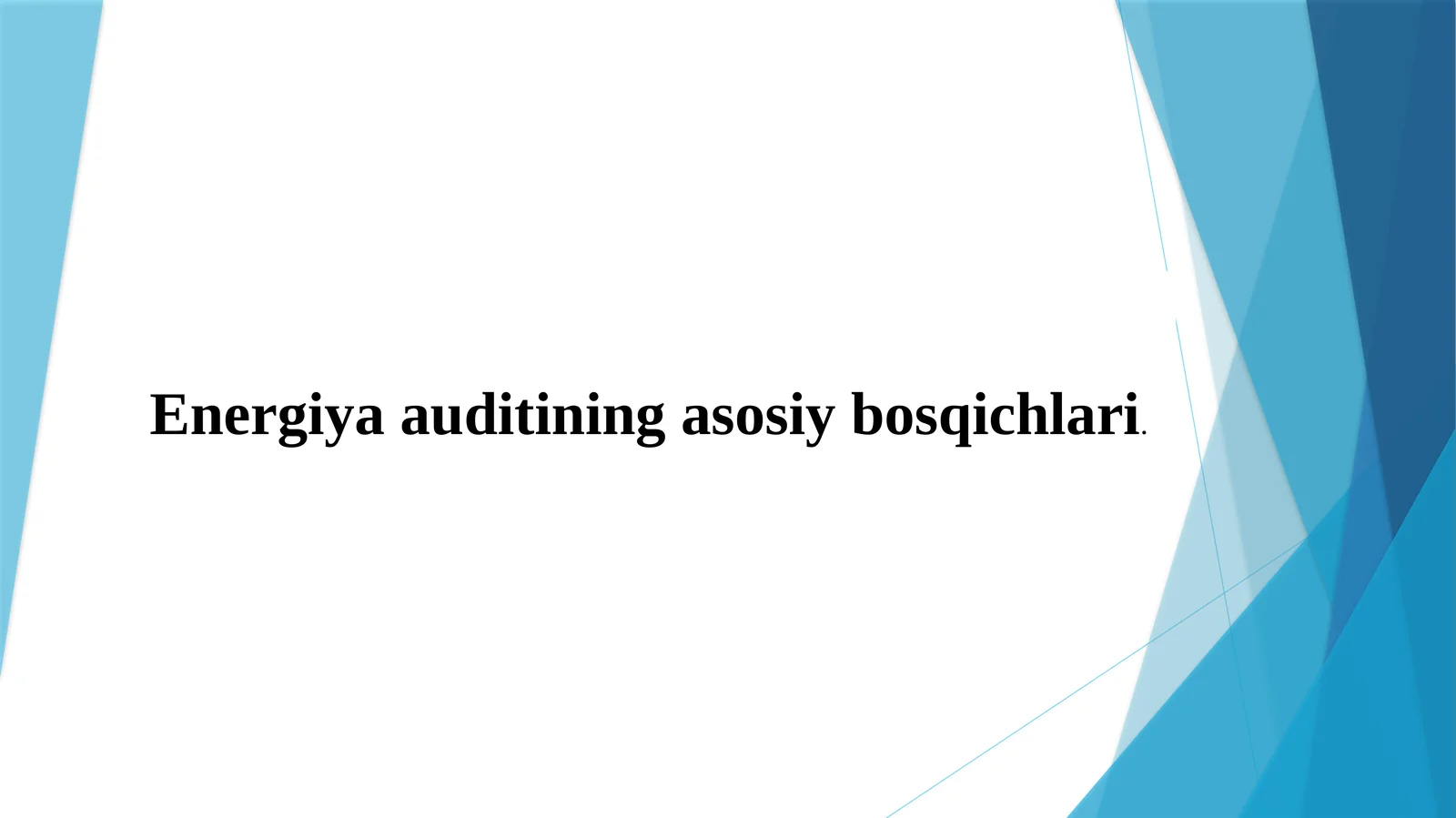 Energiya auditining asosiy bosqichlari