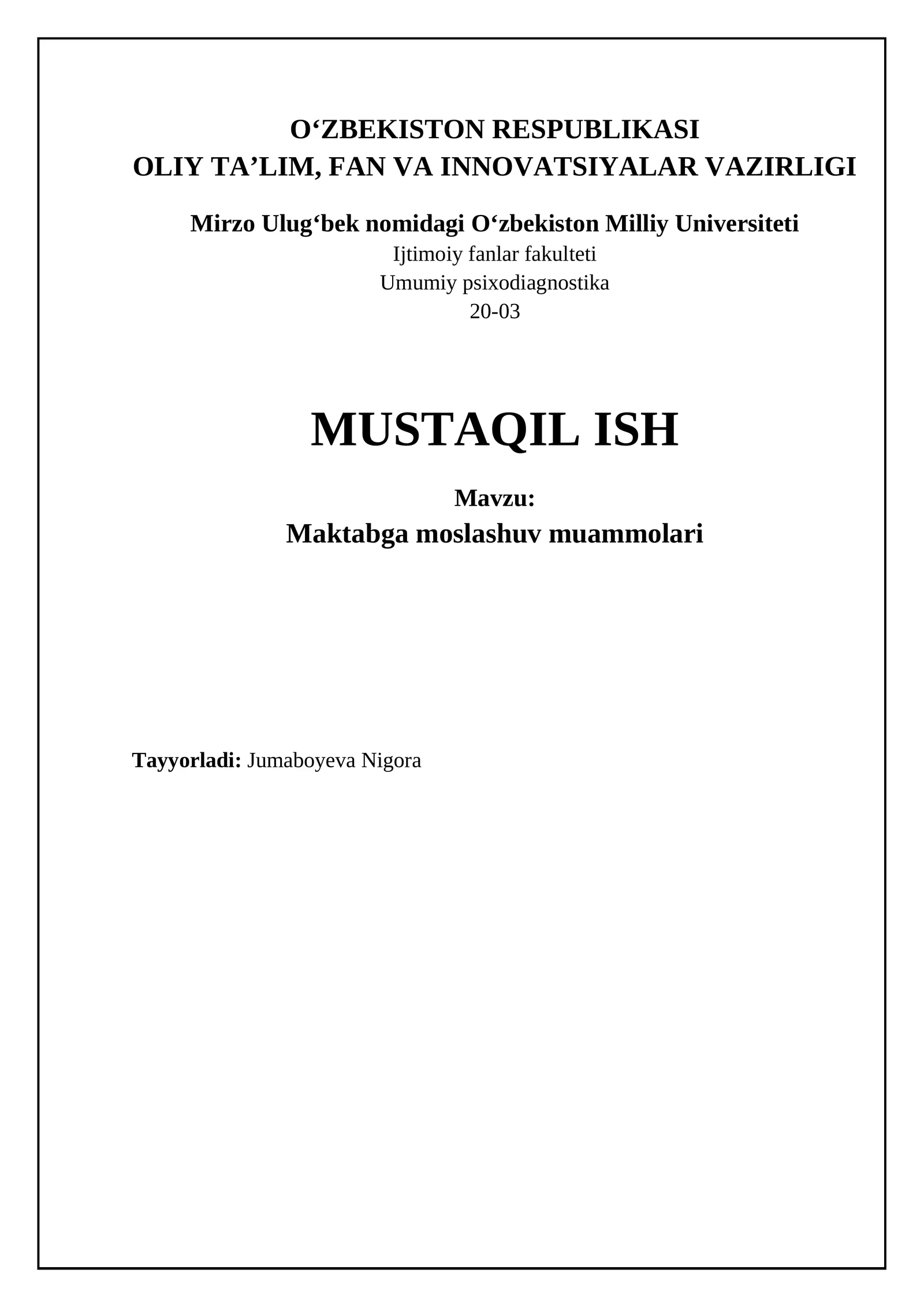 Maktabga moslashuvdagi asosiy muammolar