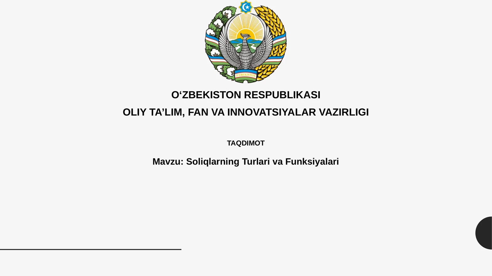Soliqlarning TurlarivaFunksiyalari