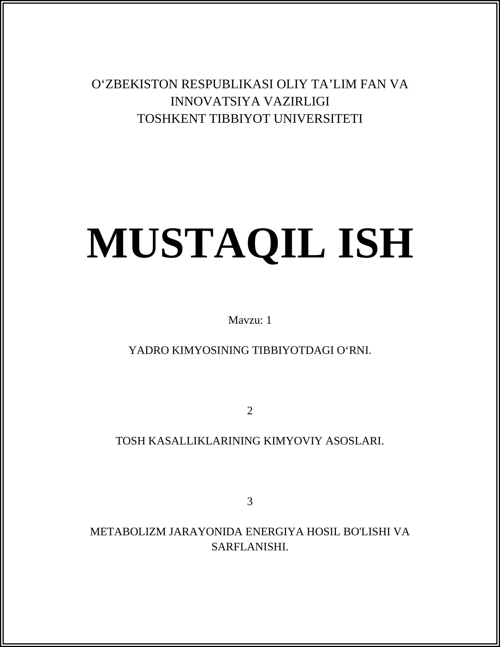 Yadro kimyosining tibbiyotdagi o‘rni