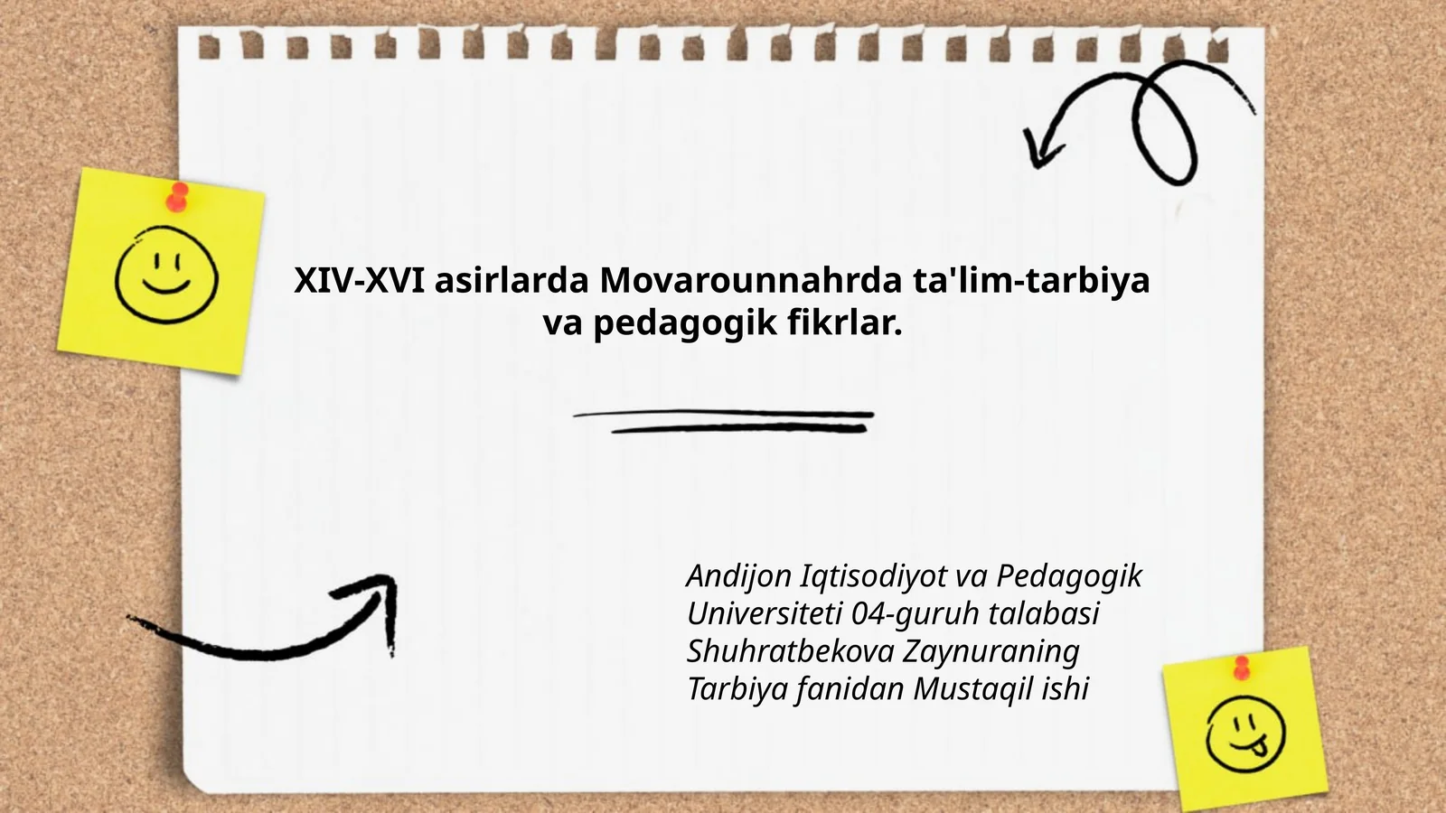 XIV-XVI asrlarda Movarounnahrda ta'lim-tarbiya va pedagogik fikrlar