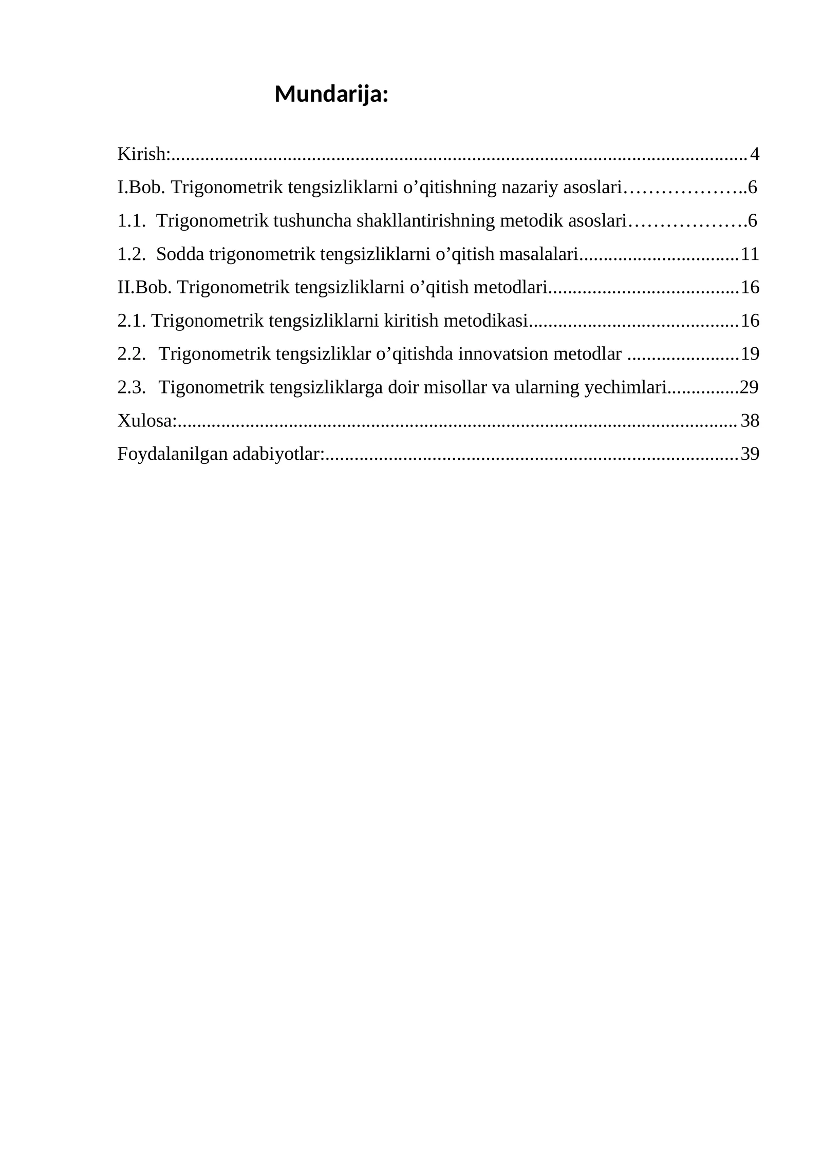 Trigonometrik tengsizliklarni o’qitishning nazariy asoslari va metodlari
