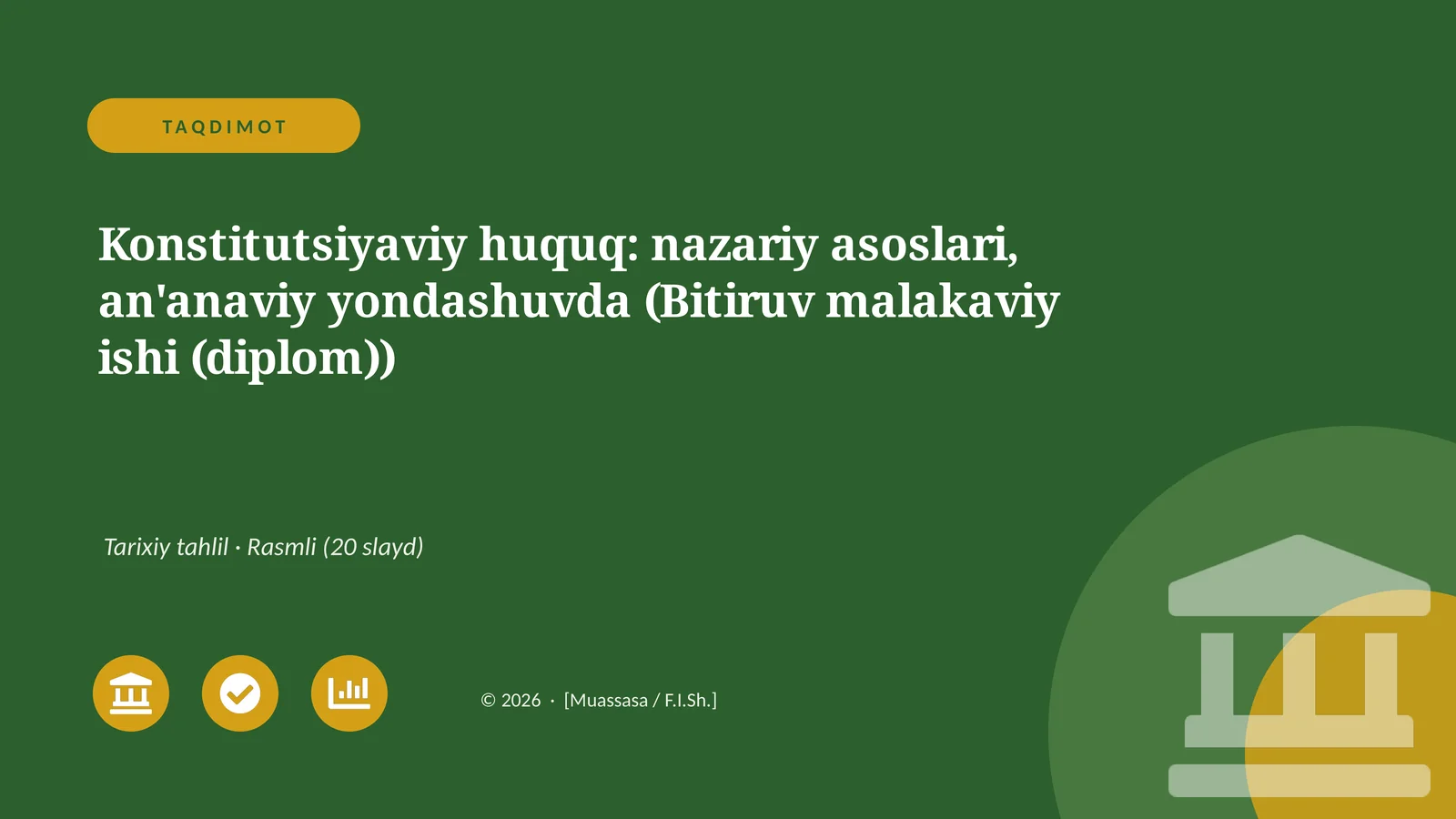 Konstitutsiyaviy huquq: nazariy asoslari, an'anaviy yondashuvda (Bitiruv malakaviy ishi (diplom))