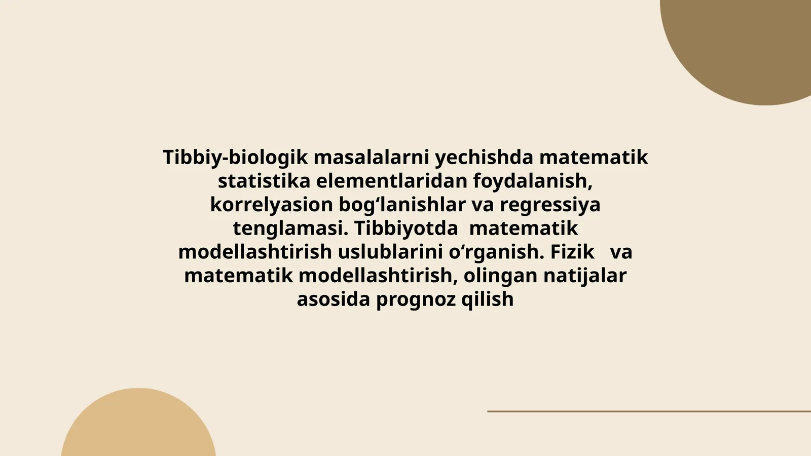 Tibbiy-biologik masalalar matematik modellashtirish
