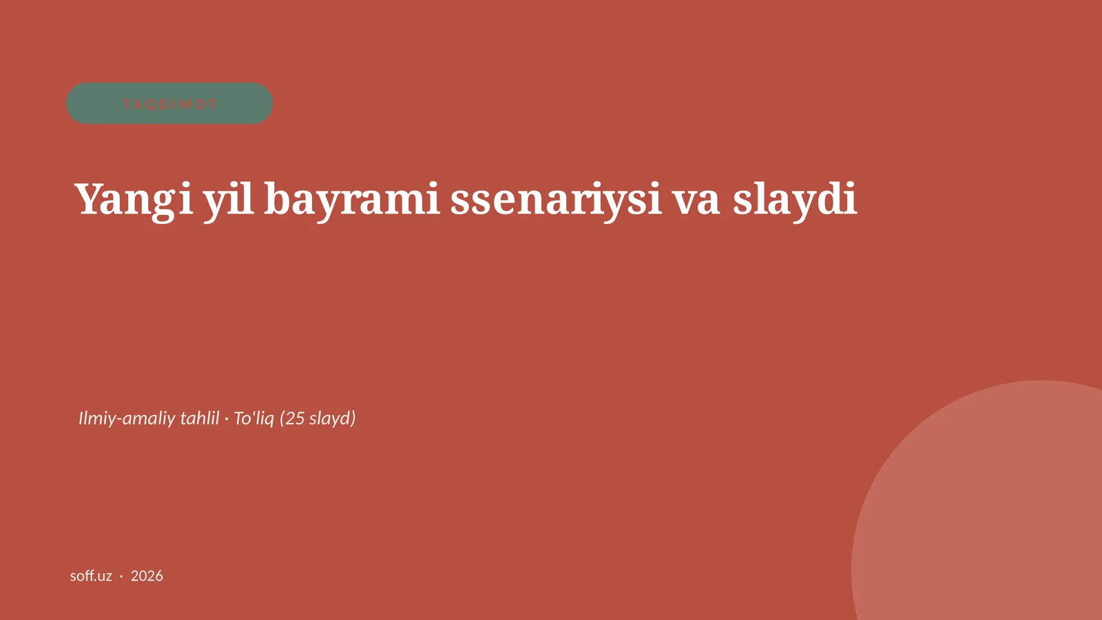 Yangi yil bayrami ssenariysi va slaydi