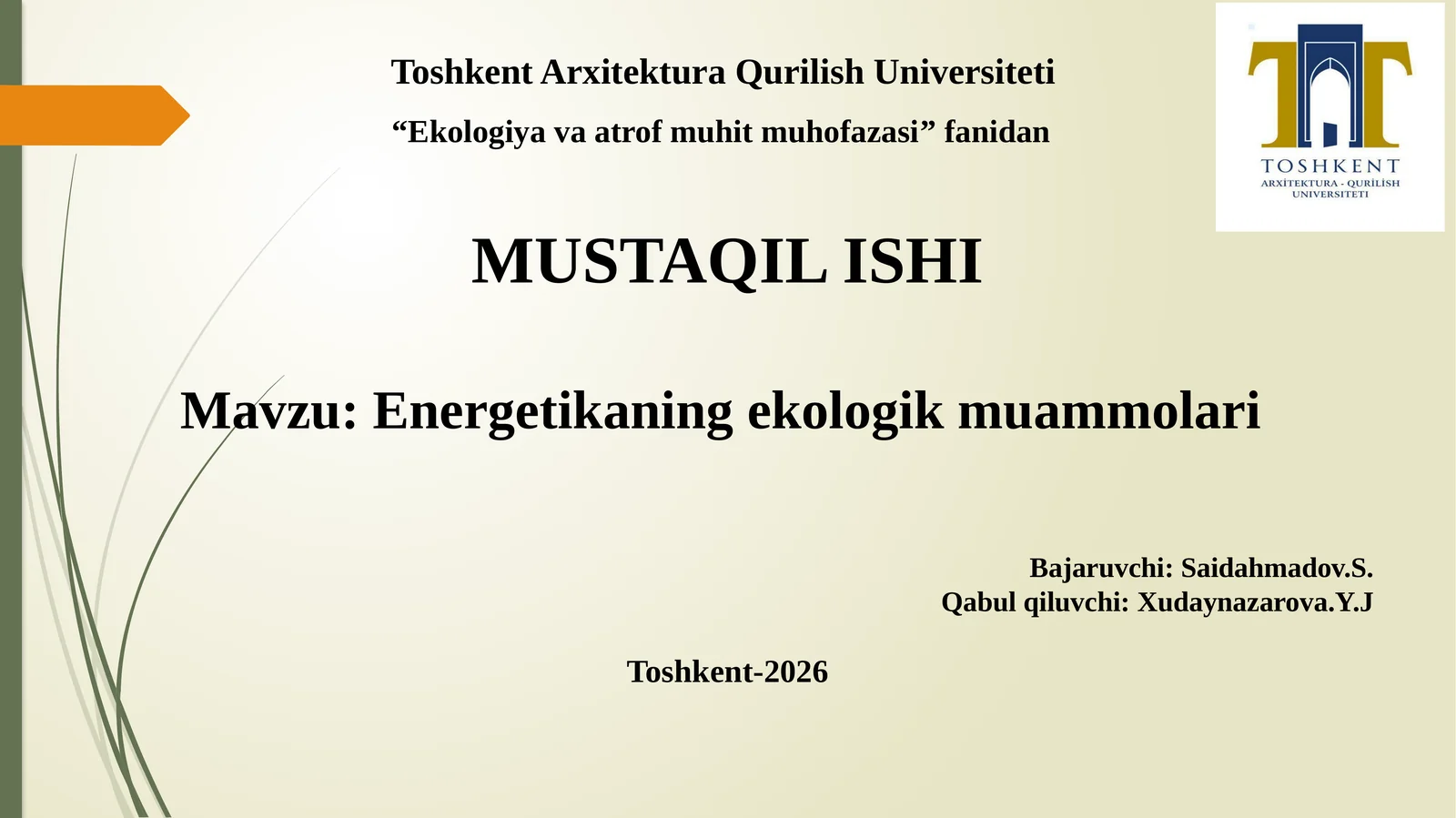 Energetikaning ekologik muammolari