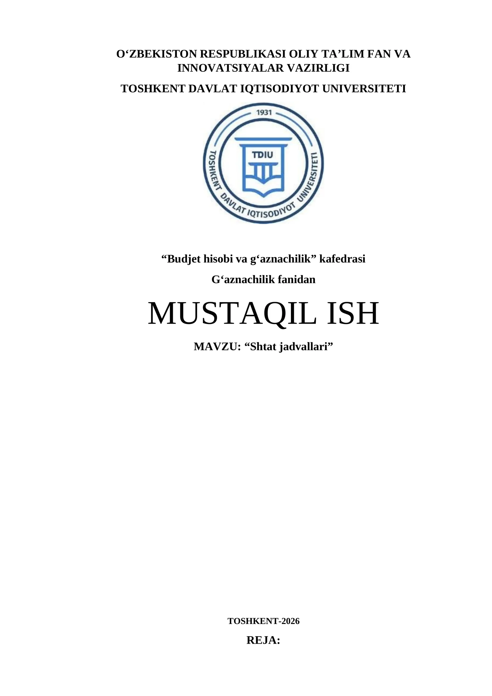 Shtat jadvallari