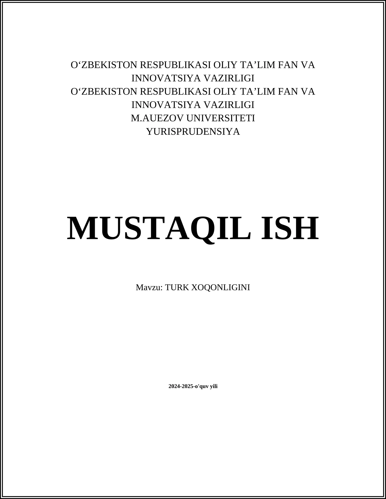 TURK XOQONLIGINI