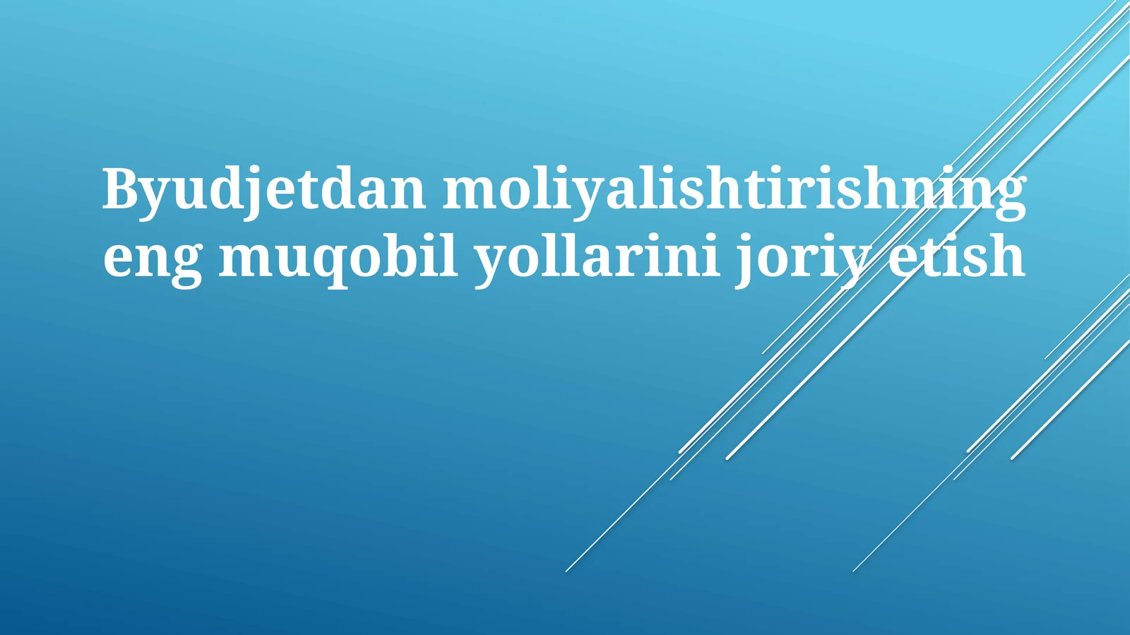 Byudjetdan moliyalashtirishning eng muqobil yo'llarini joriyetish