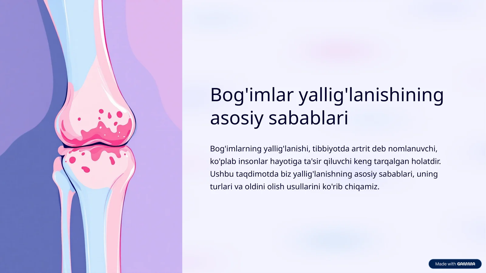 Yallig'lanishning asosiy sabablari