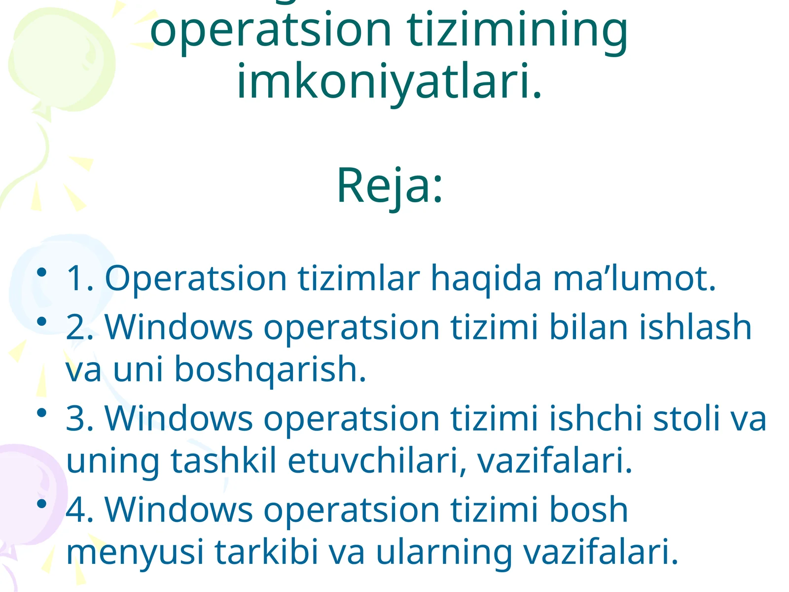 Windows оpеrаtsiоn tizimlаri