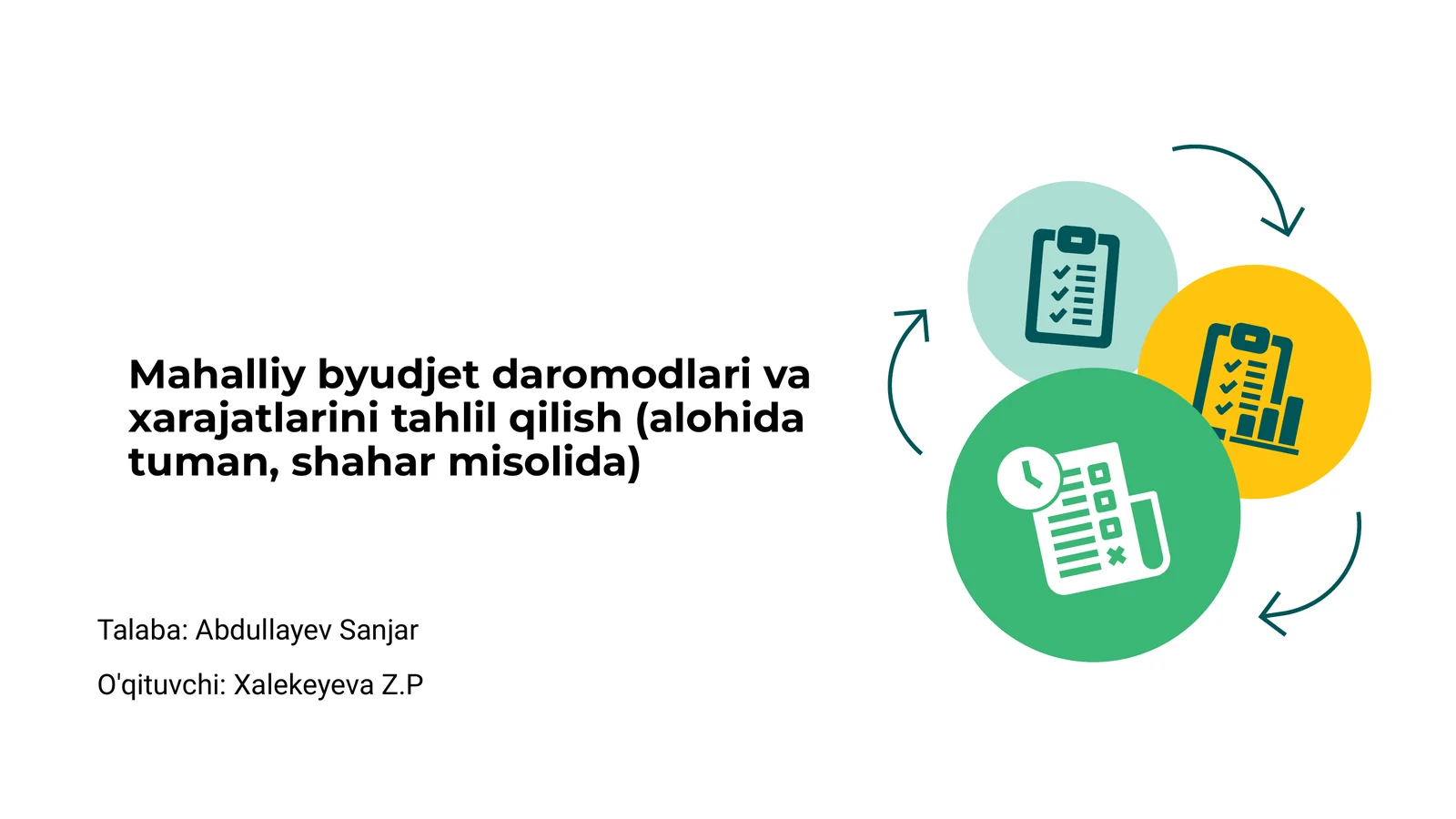 Mahalliy byudjet daromodlari va xarajatlarini tahlil qilish (alohida tuman, shahar misolida)