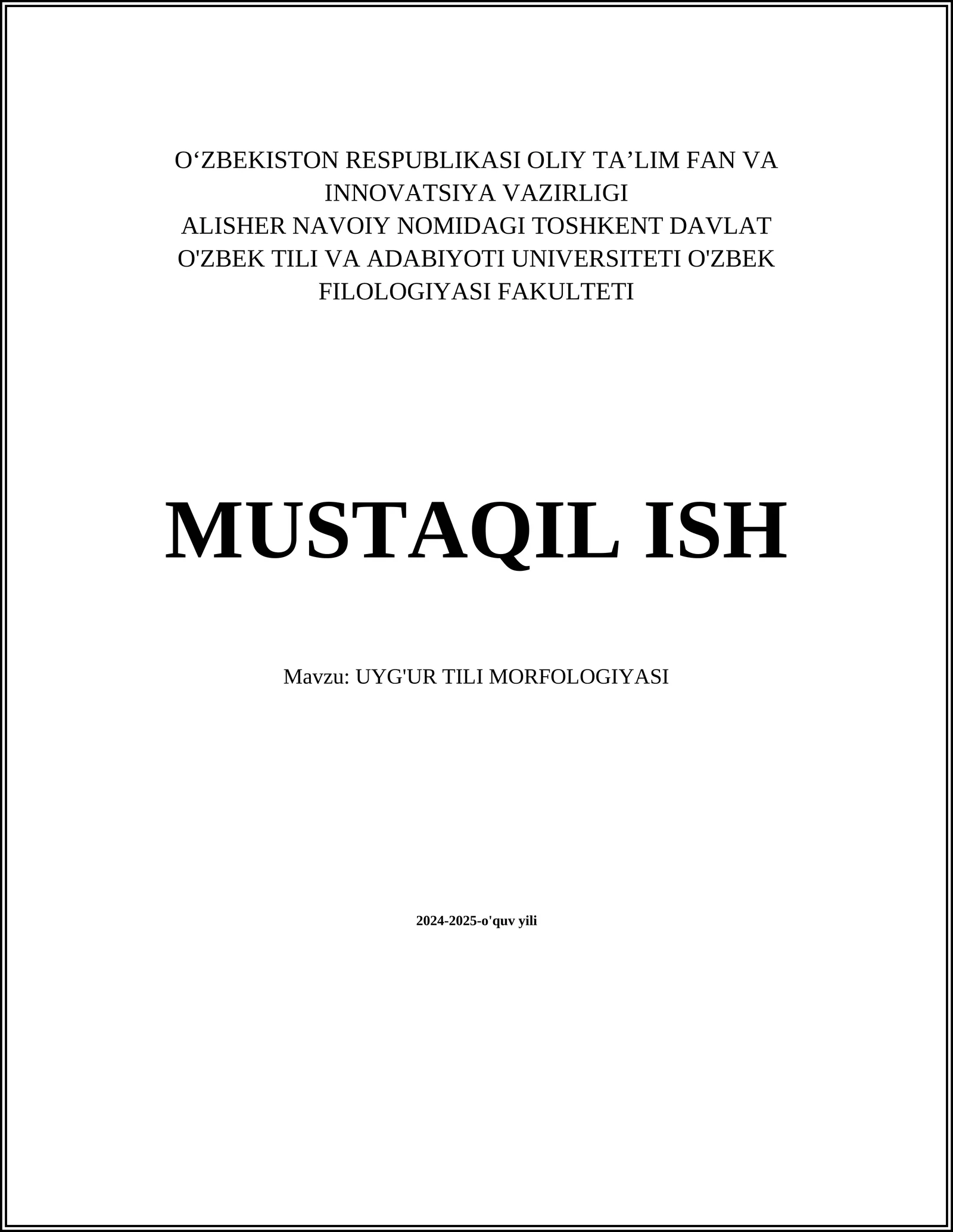 UYG'UR TILI MORFOLOGIYASI