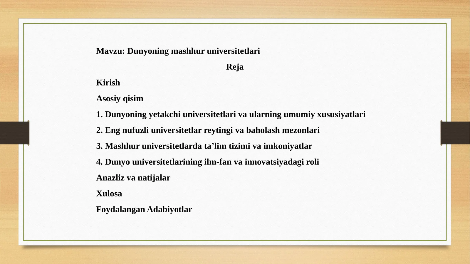 Dunyoning mashhur universitetlari