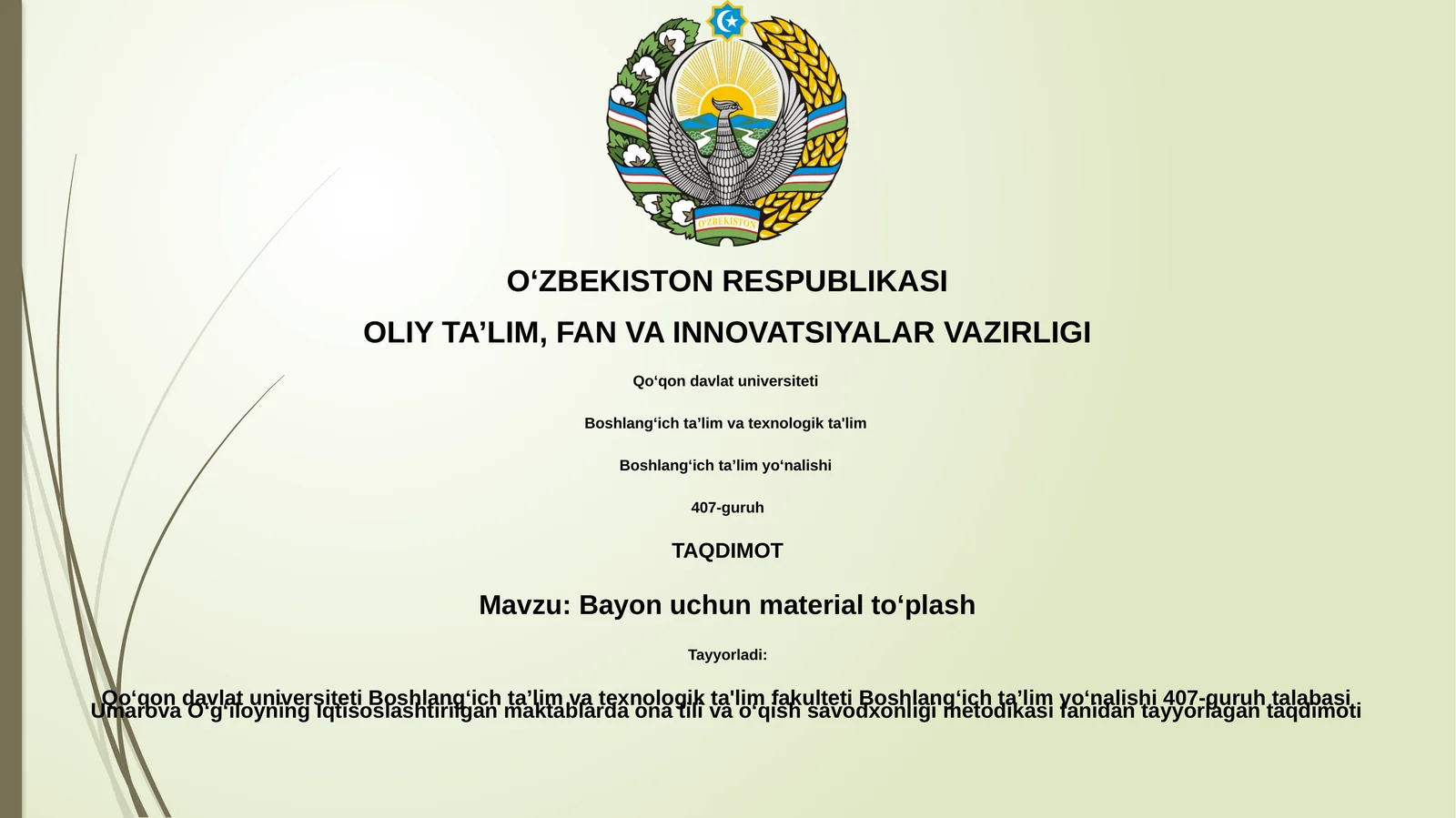 Bayon uchun material toʻplash