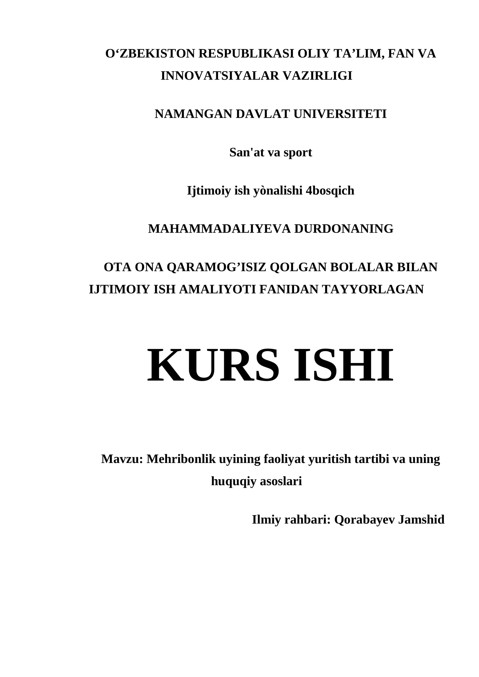 MAHAMMADALIYEVA DURDONANING