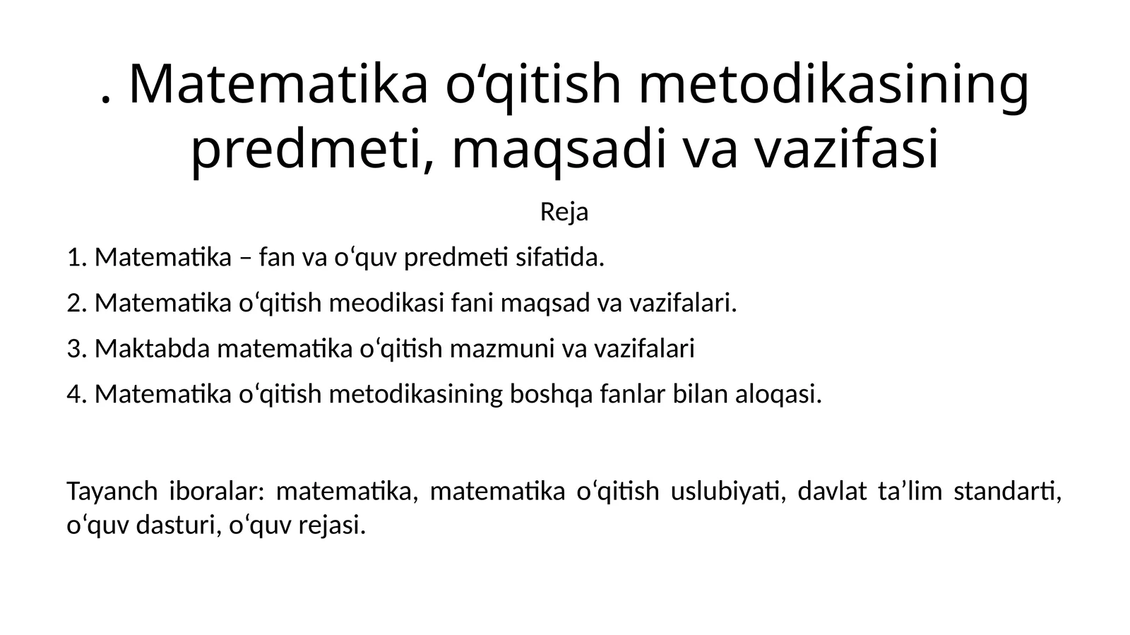 Matematika o‘qitish metodikasi