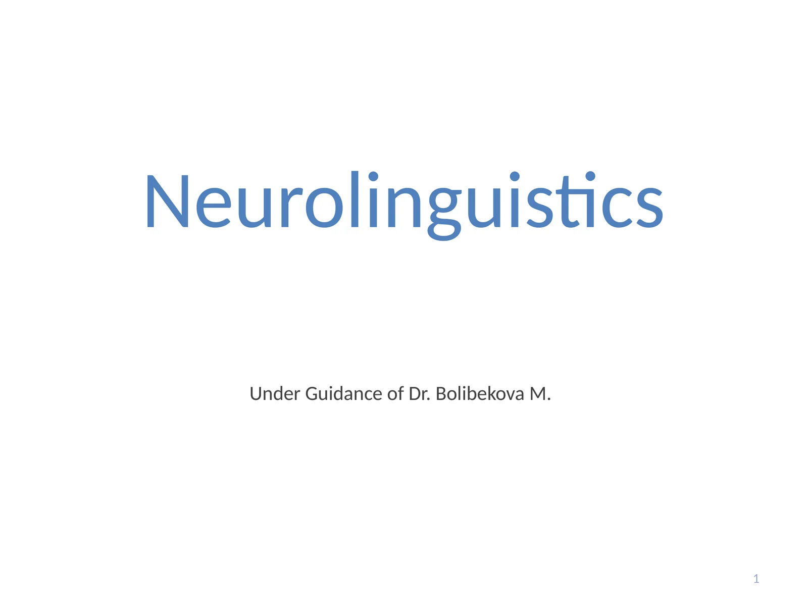 Neurolinguistics