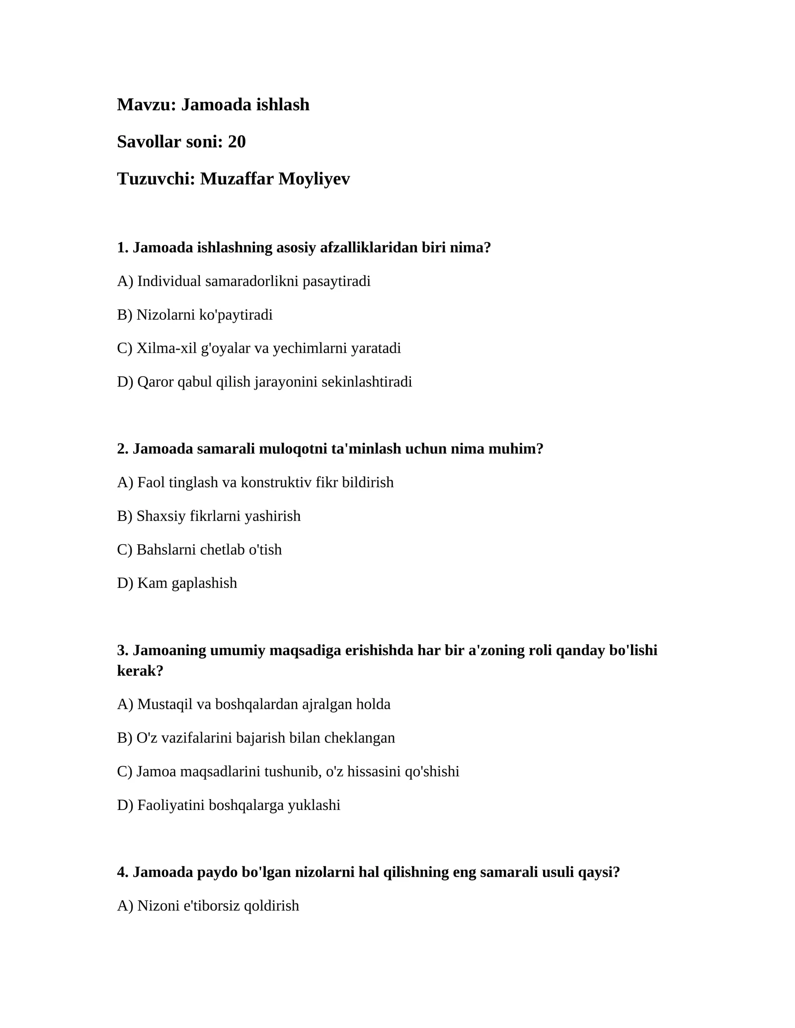 Jamoada ishlash
