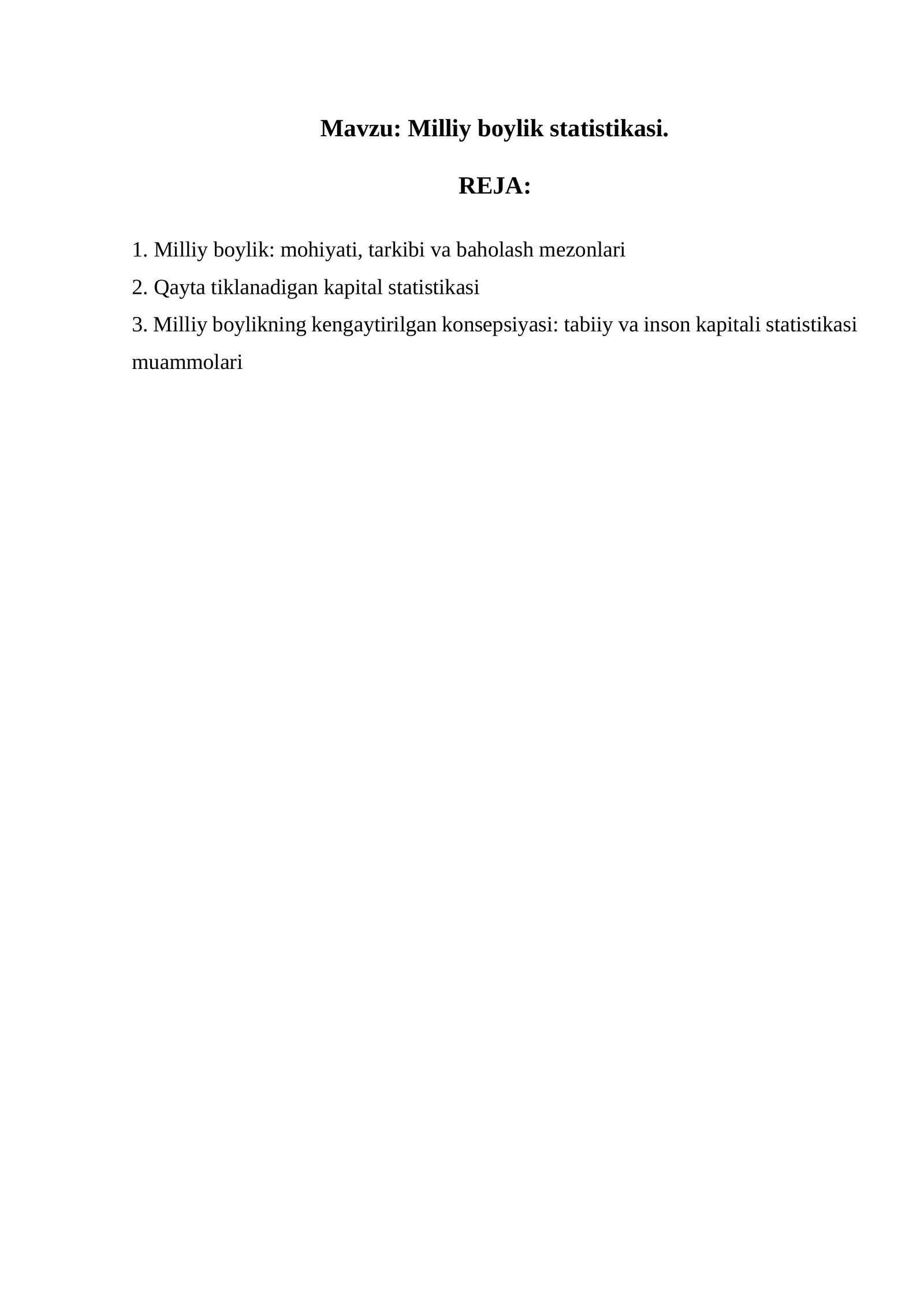 Milliy boylik statistikasi