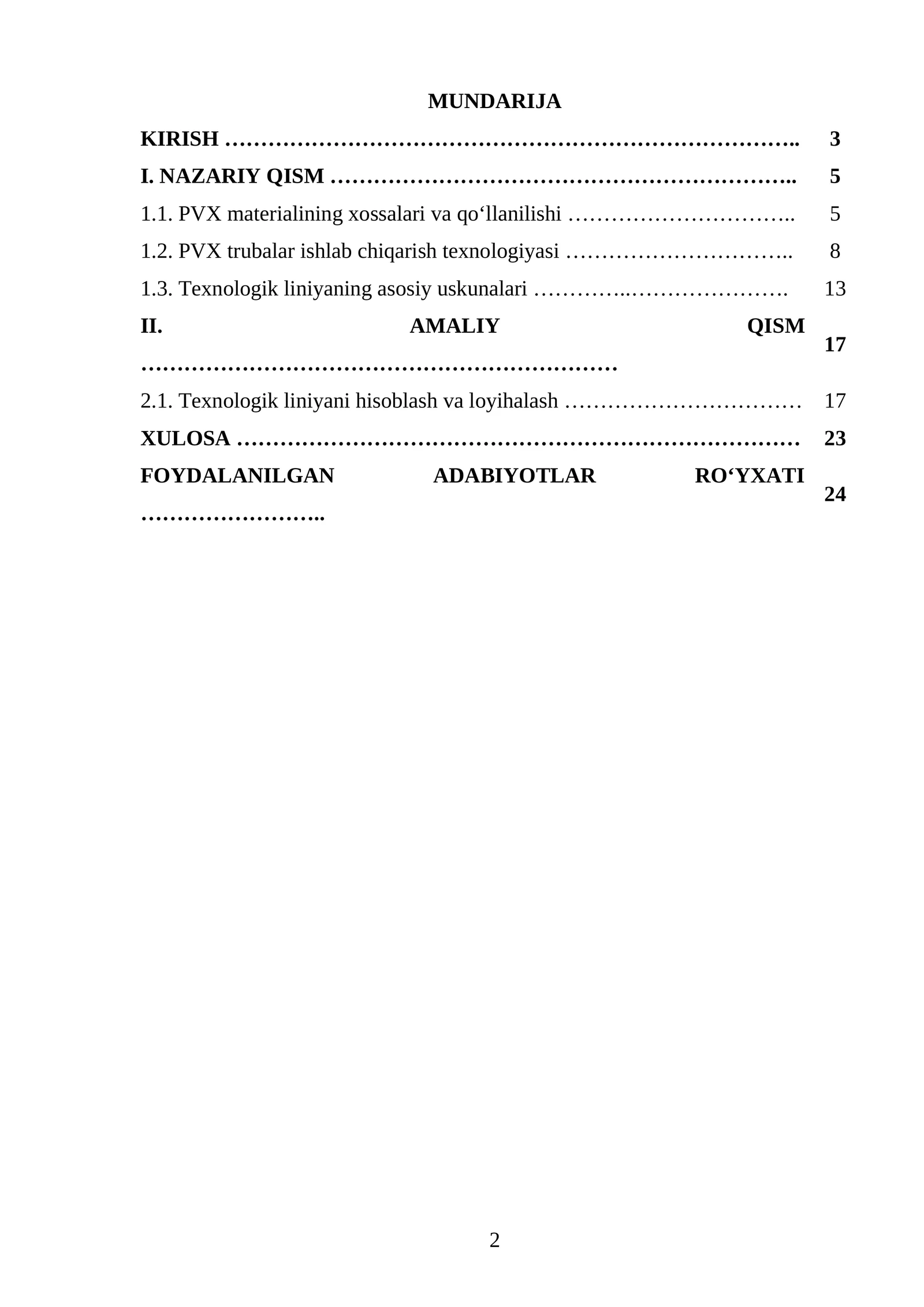 PVX asosida diametri 100 mm bo’lgan truba chiqarish texnologik liniyasini loyihalash. Q=380 kg/soat