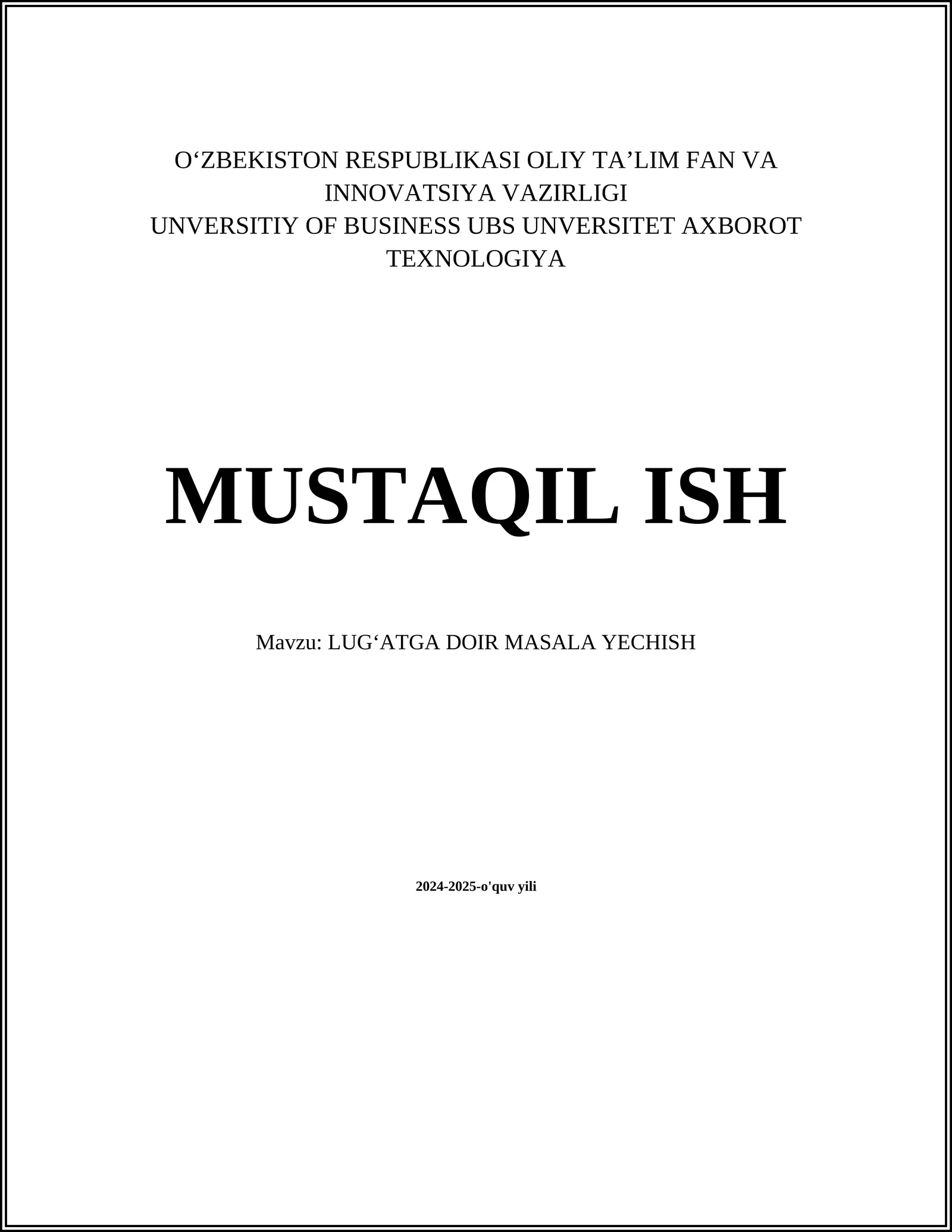 LUGʻATGA DOIR MASALA YECHISH
