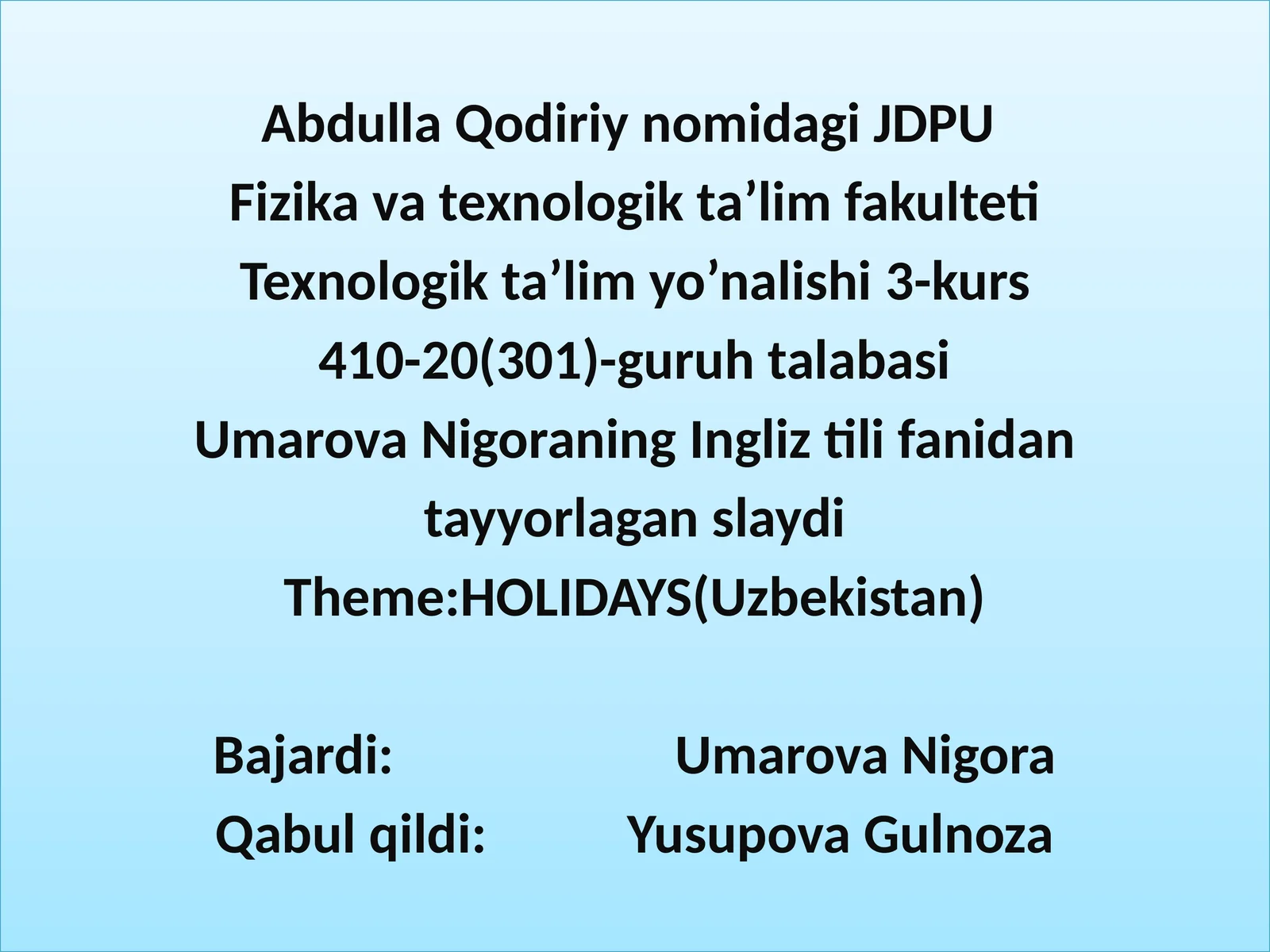 HOLIDAYS(Uzbekistan)
