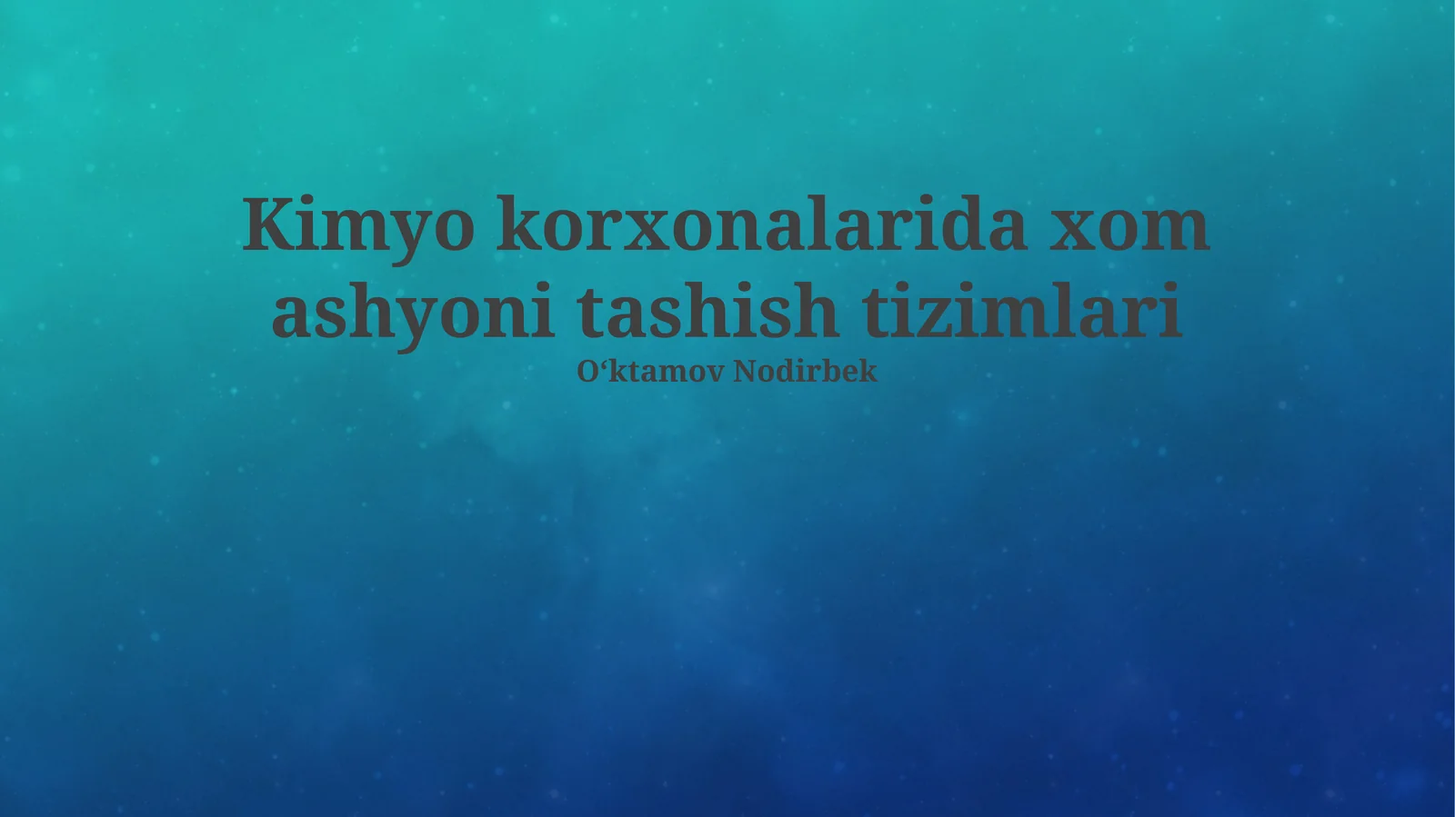 Kimyo korxonalarida xom ashyoni tashish tizimlari
