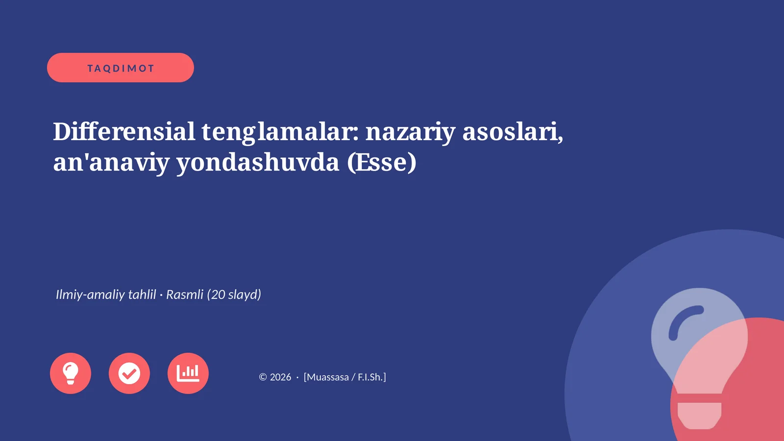 Differensial tenglamalar: nazariy asoslari, an'anaviy yondashuvda (Esse)