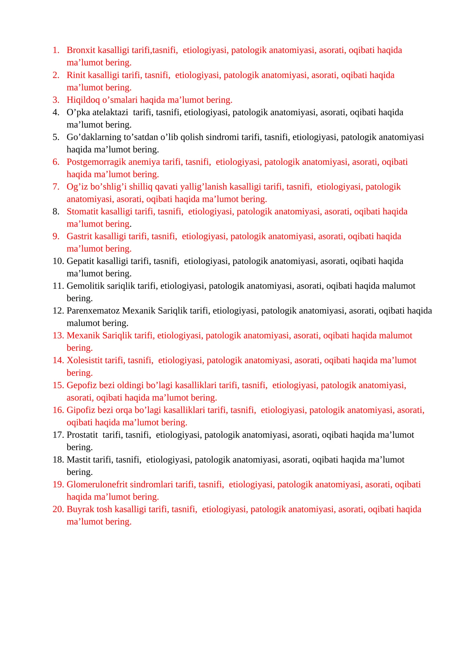 Bronxit kasalligi tarifi,tasnifi, etiologiyasi, patologik anatomiyasi, asorati, oqibati haqida ma’lumot bering