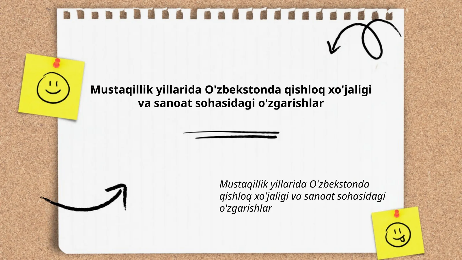 O'zbekistonda qishloq xo'jaligi va sanoat sohasidagi o'zgarishlar