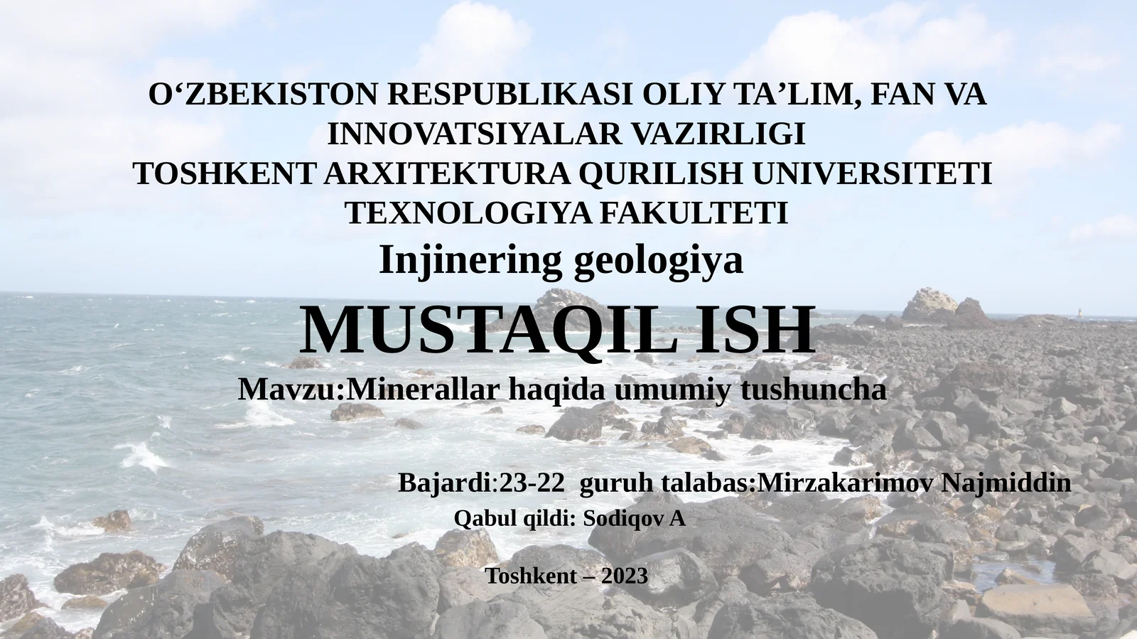 Minerallar haqida umumiy tushuncha