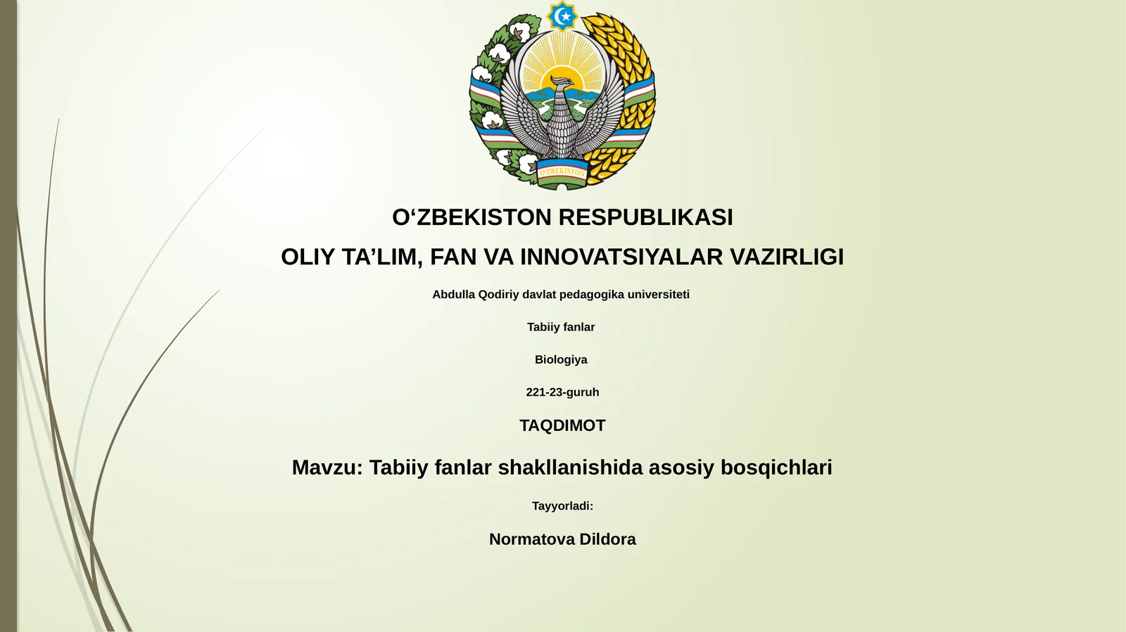 Tabiiy fanlar shakllanishida asosiy bosqichlari