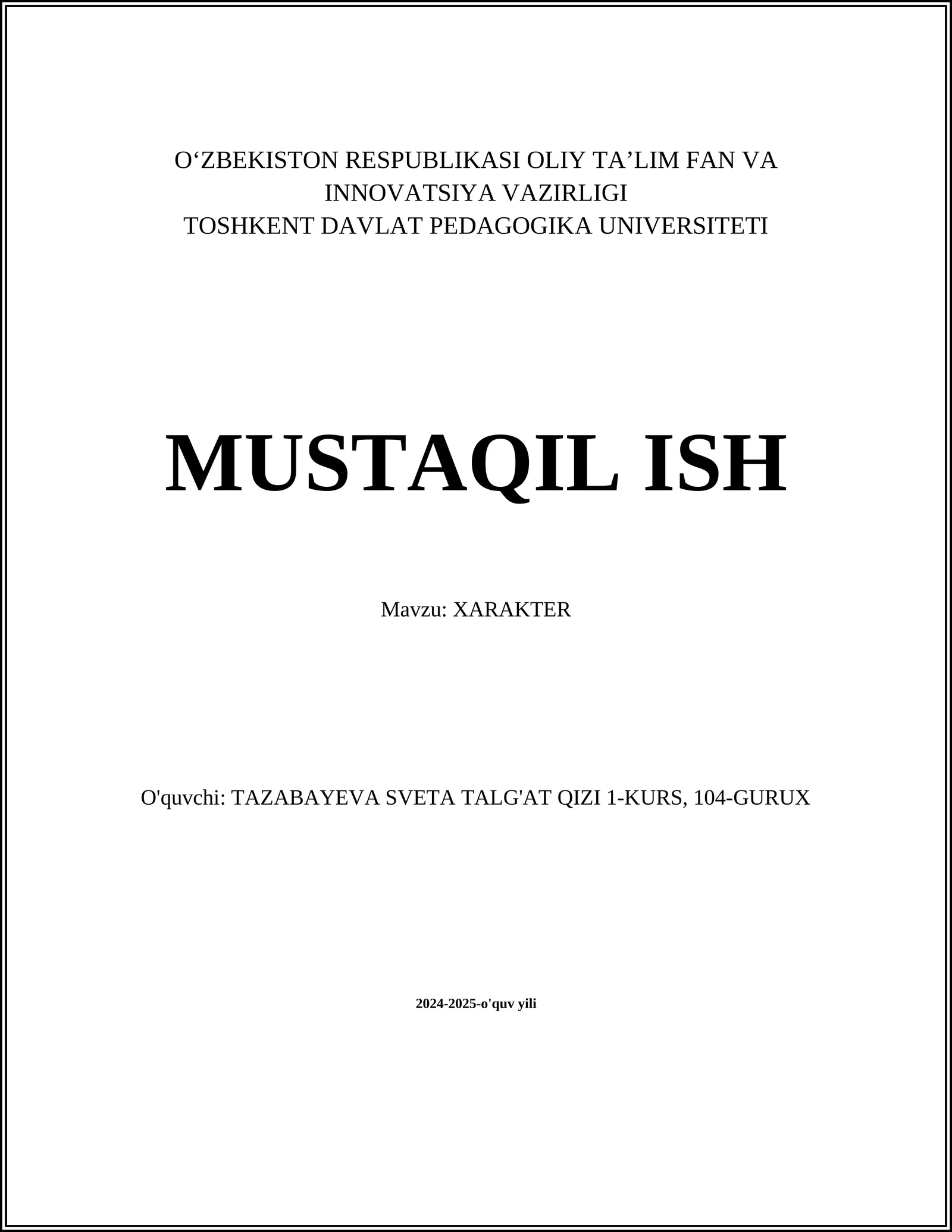 Xarakter tuzilishi