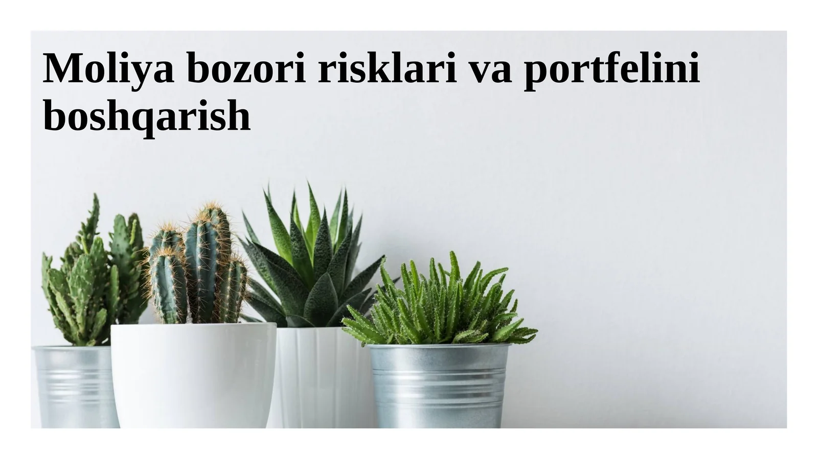 Moliya bozori risklari va portfelini boshqarish