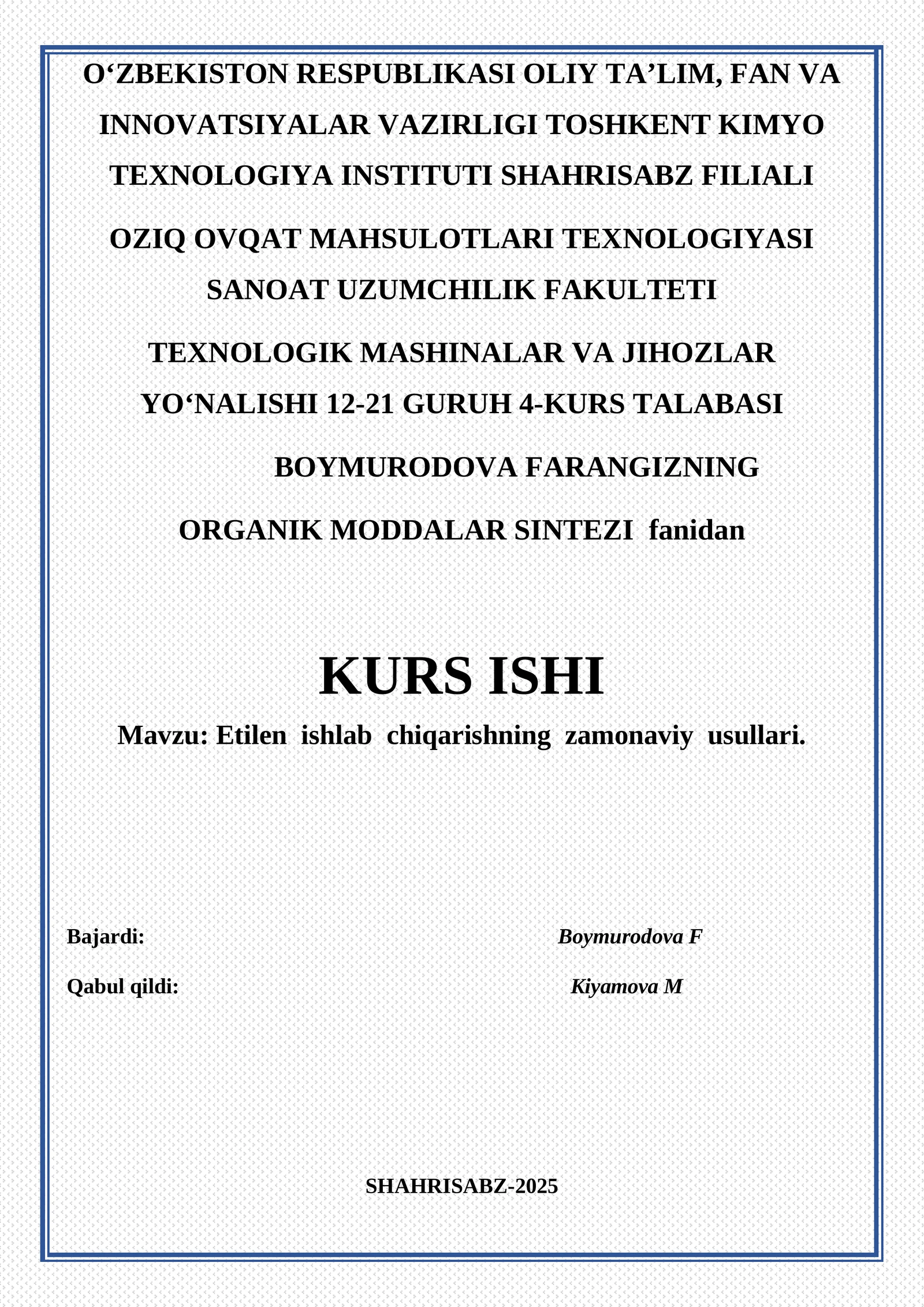 Etilen ishlab chiqarishning zamonaviy usullari