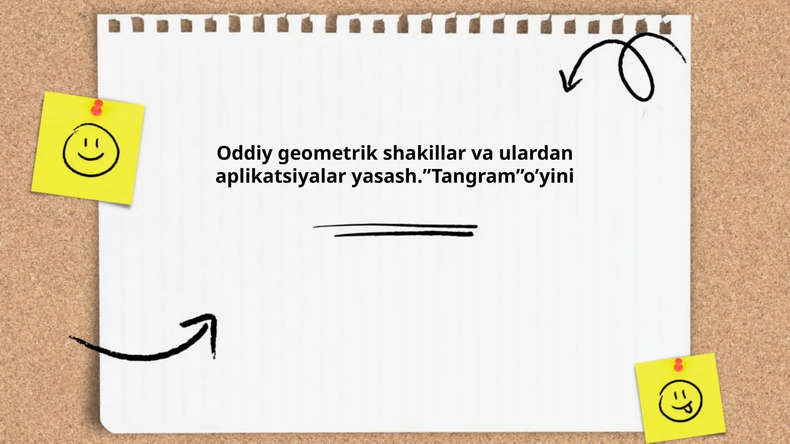 Oddiy geometrik shakillar va ulardan aplikatsiyalar yasash.”Tangram”o’yini
