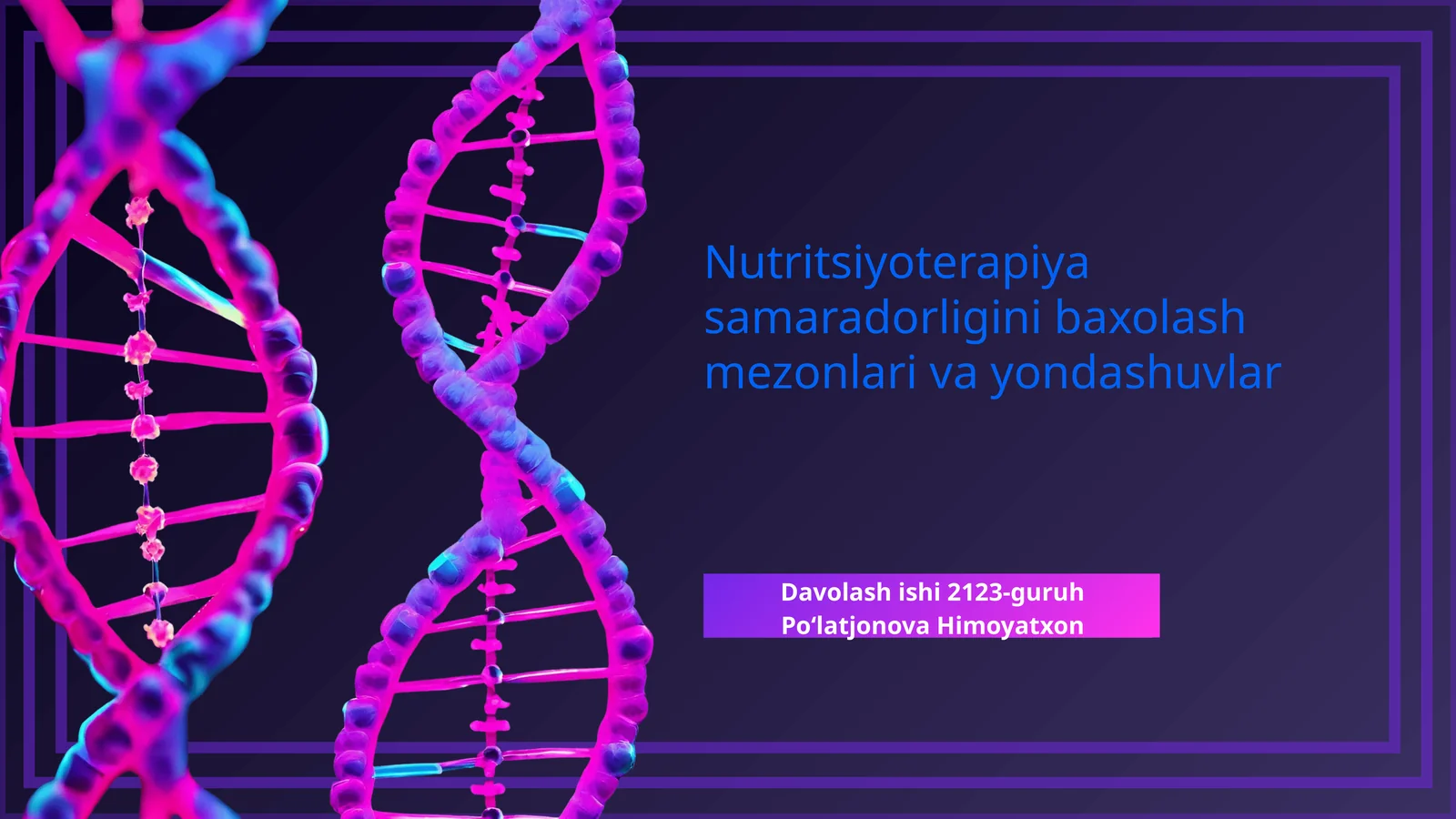 Nutritsiyoterapiya samaradorligini baxolash mezonlari va yondashuvlar