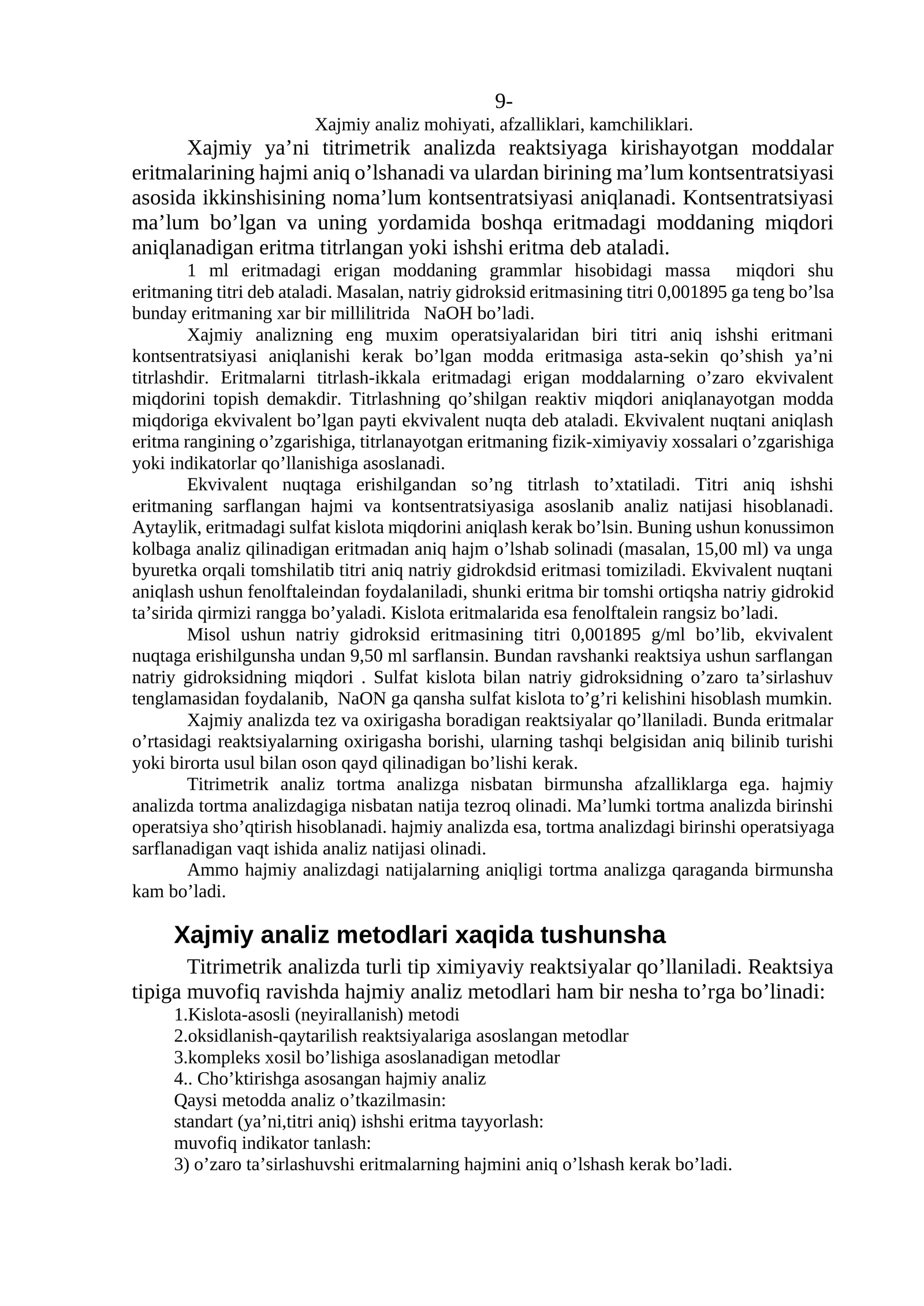 Хаjmiy аnаlizнing eng muхим оpеrаtsiyаlаri