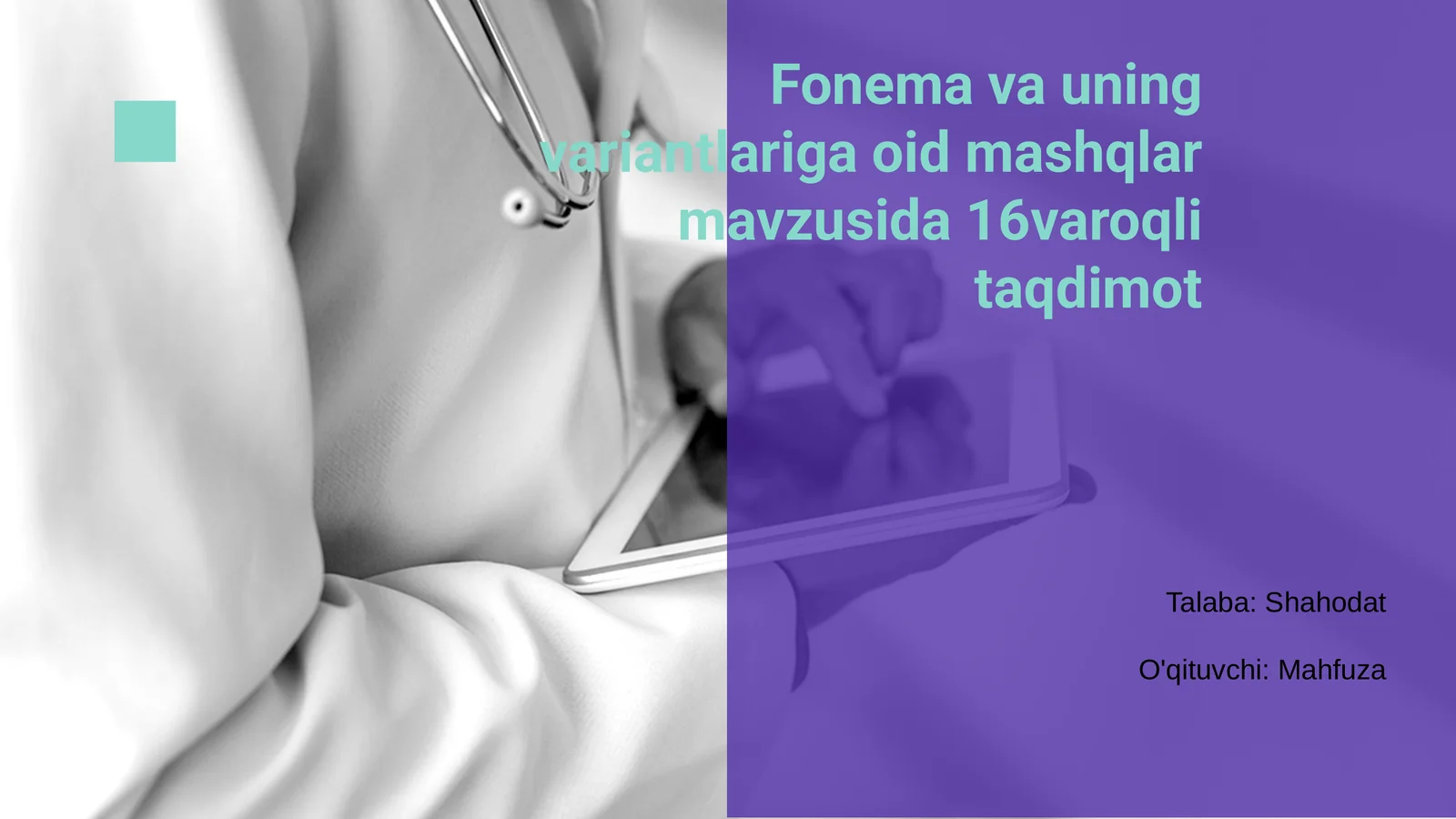 Fonema va uning variantlariga oid mashqlar
