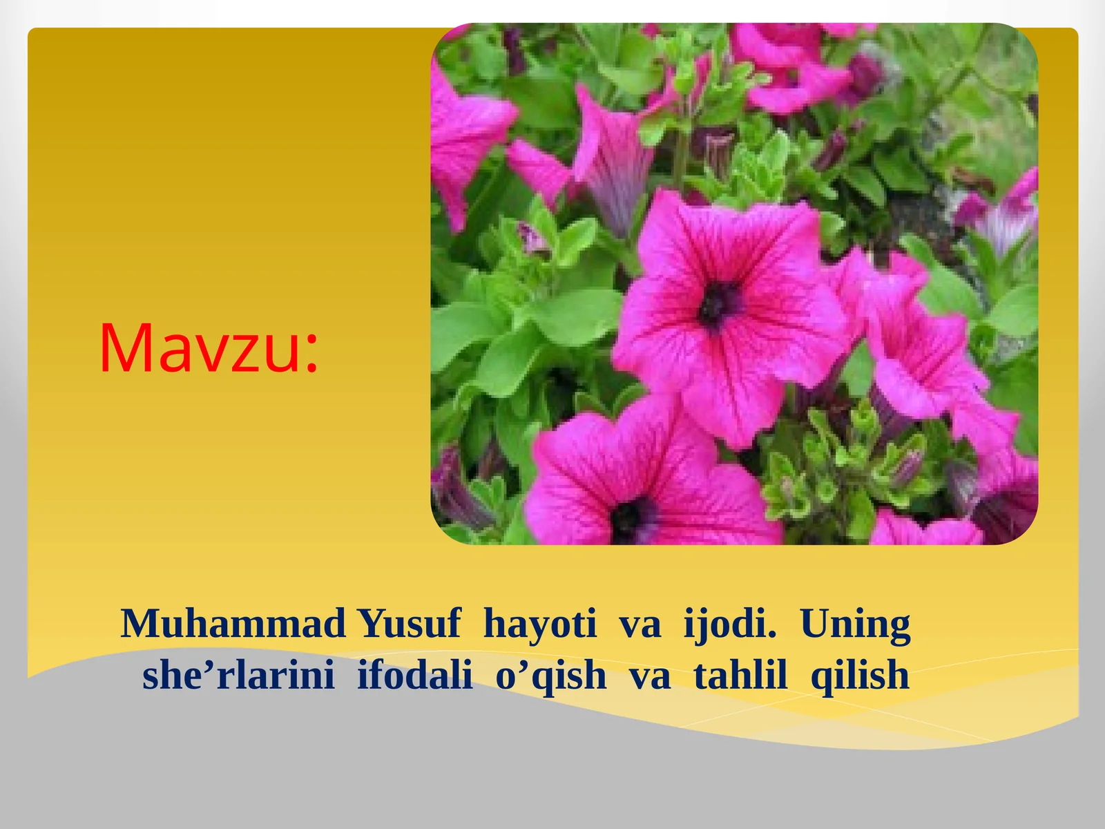 Muhammad Yusuf hayoti va ijodi