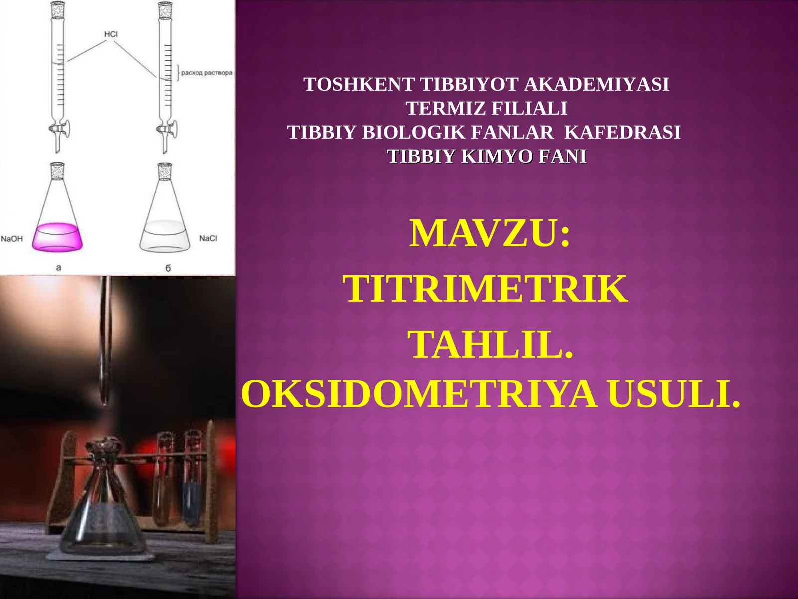 Titrimetrik Tahlil Oksidometriya Usuli