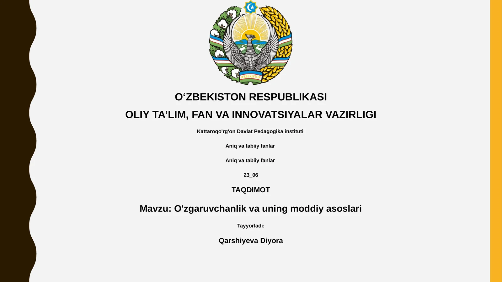 O'zgaruvchanlik va uning moddiy asoslari
