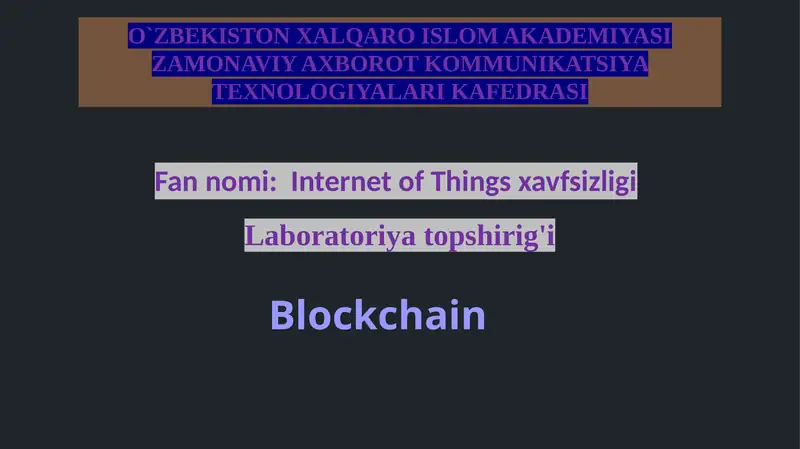 Internet of Things xavfsizligi