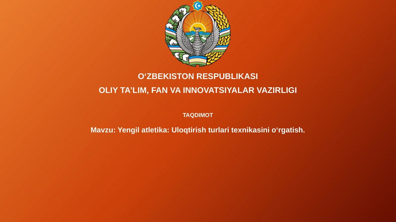 Yengilatletika: Uloqtirishturlari texnikasini oʻrgatish
