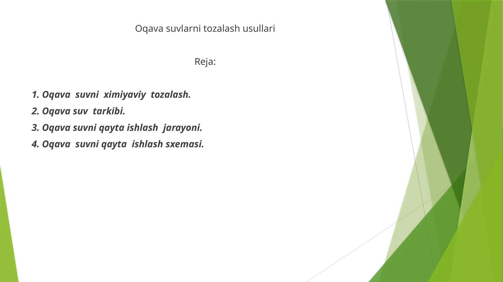 Oqavasuvlarni tozalash usullari